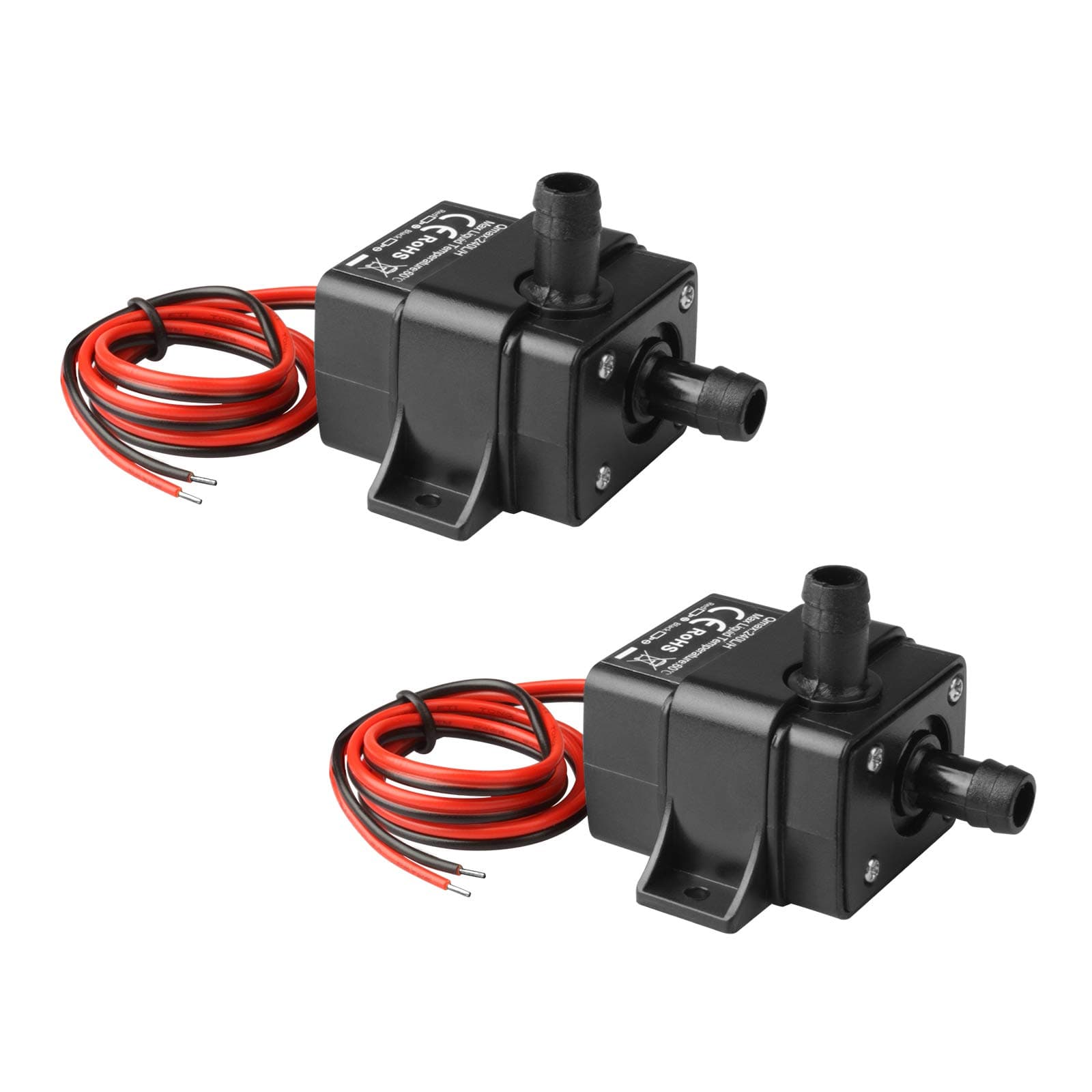 2 Pack DC 12V Mini Submersible Water Pump 63 GPH for Aquarium, Fish Tank, Hydroponic, Fountain, Water Feature