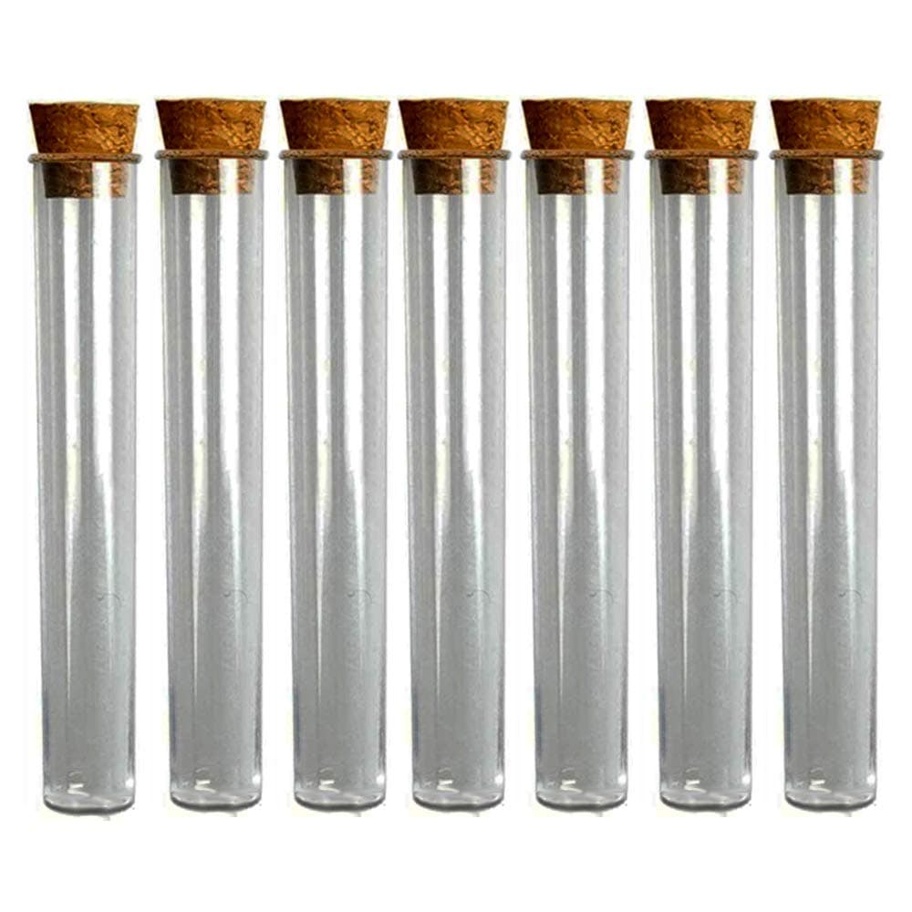GIFTBASH Flat Base Test Tubes Without Marking with Cork Lid, Borosilicate Glass, Rimmed, Consistent Wall Thickness, Size 18x150, Pack of 10 (10)