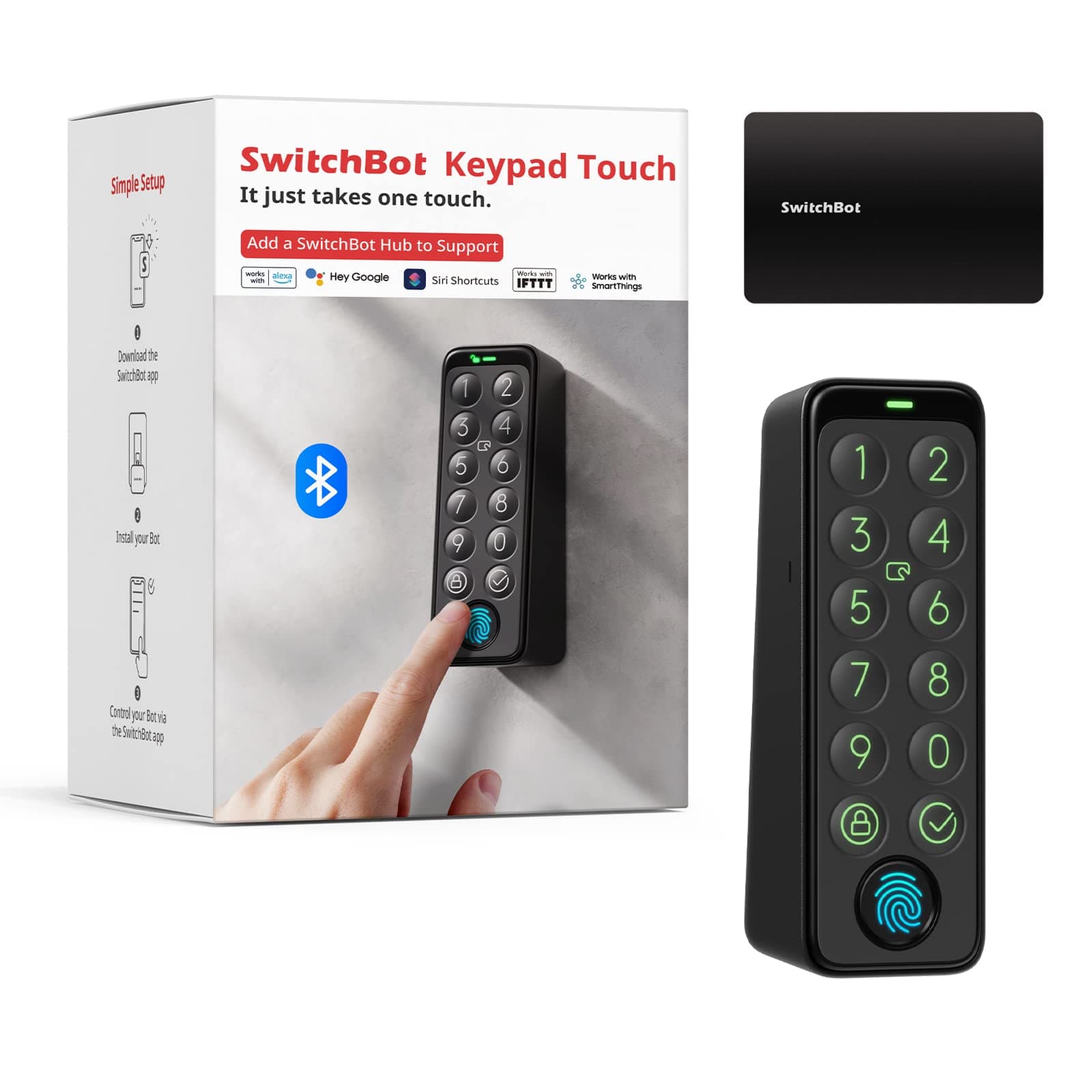 Smart Keypad Touch for SwitchBot Lock, Fingerprint Keyless Home Entry, IP65 Waterproof, Supports Virtual Passwords for Home Security