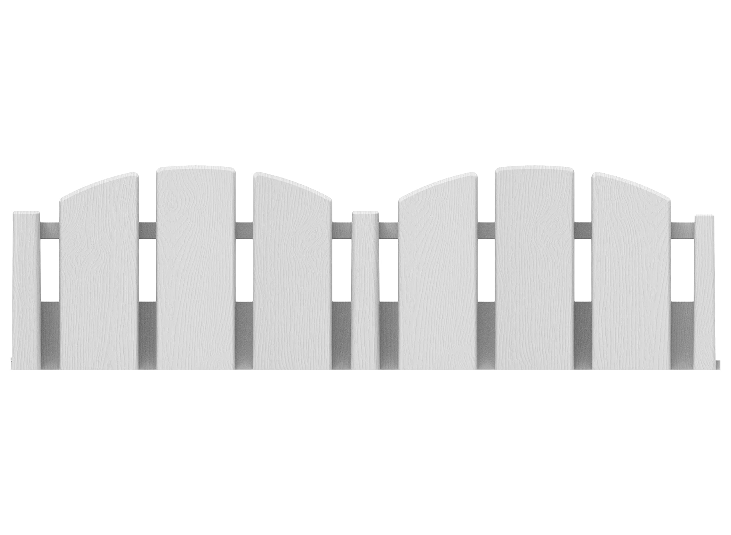 EasyFlex No-Dig Landscape Edging with Anchoring Spikes, 4.5 in. Tall Decorative Adirondack Wood-Look Fence Garden Border, 15 Foot Kit, White (3600WT-15C-6)