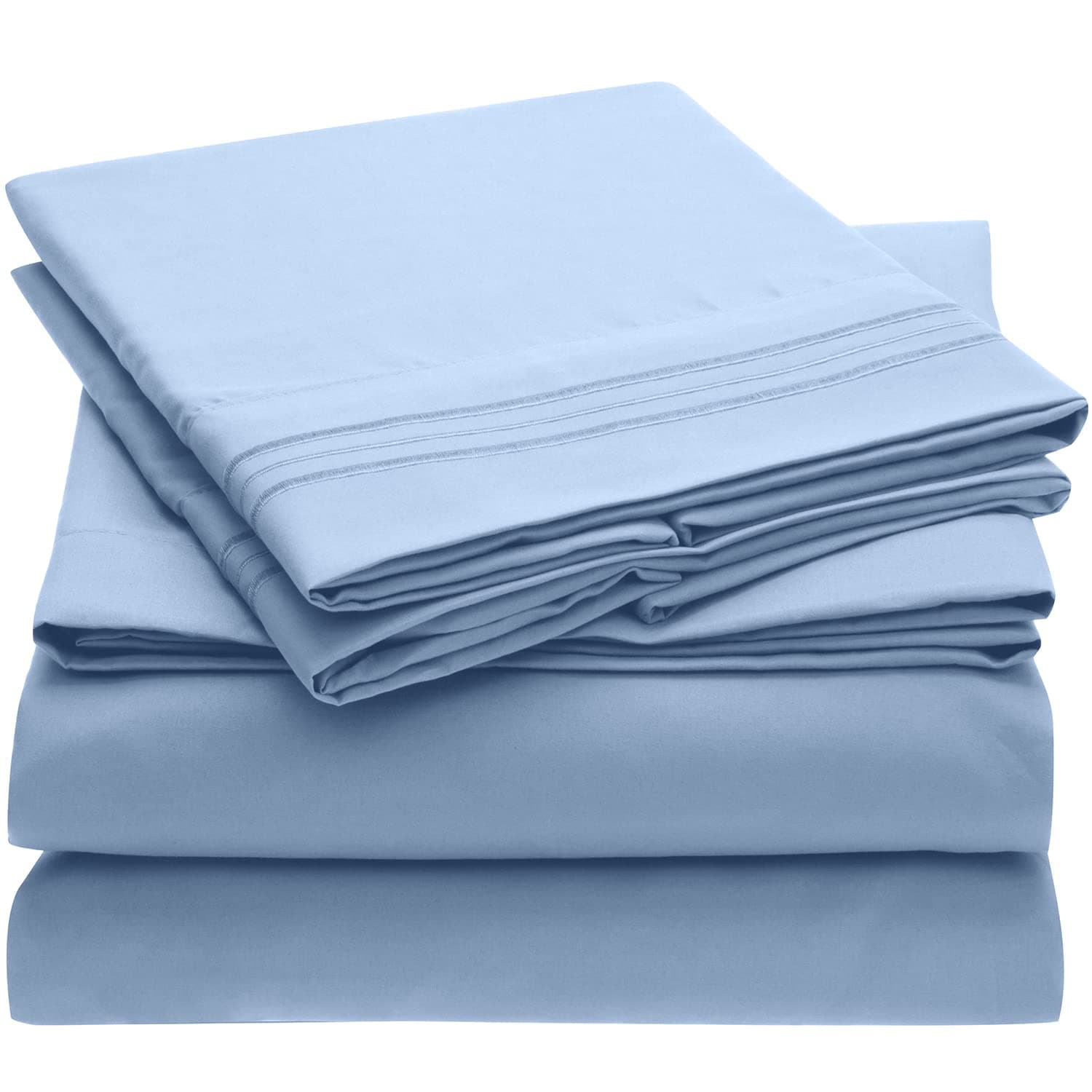 Mellanni Queen Sheet Set - 4 PC Iconic Collection Bedding Sheets & Pillowcases - Extra Soft, Cooling Bed Sheets - Deep Pocket up to 16 inch - Wrinkle, Fade, Stain Resistant (Queen, Blue Hydrangea)
