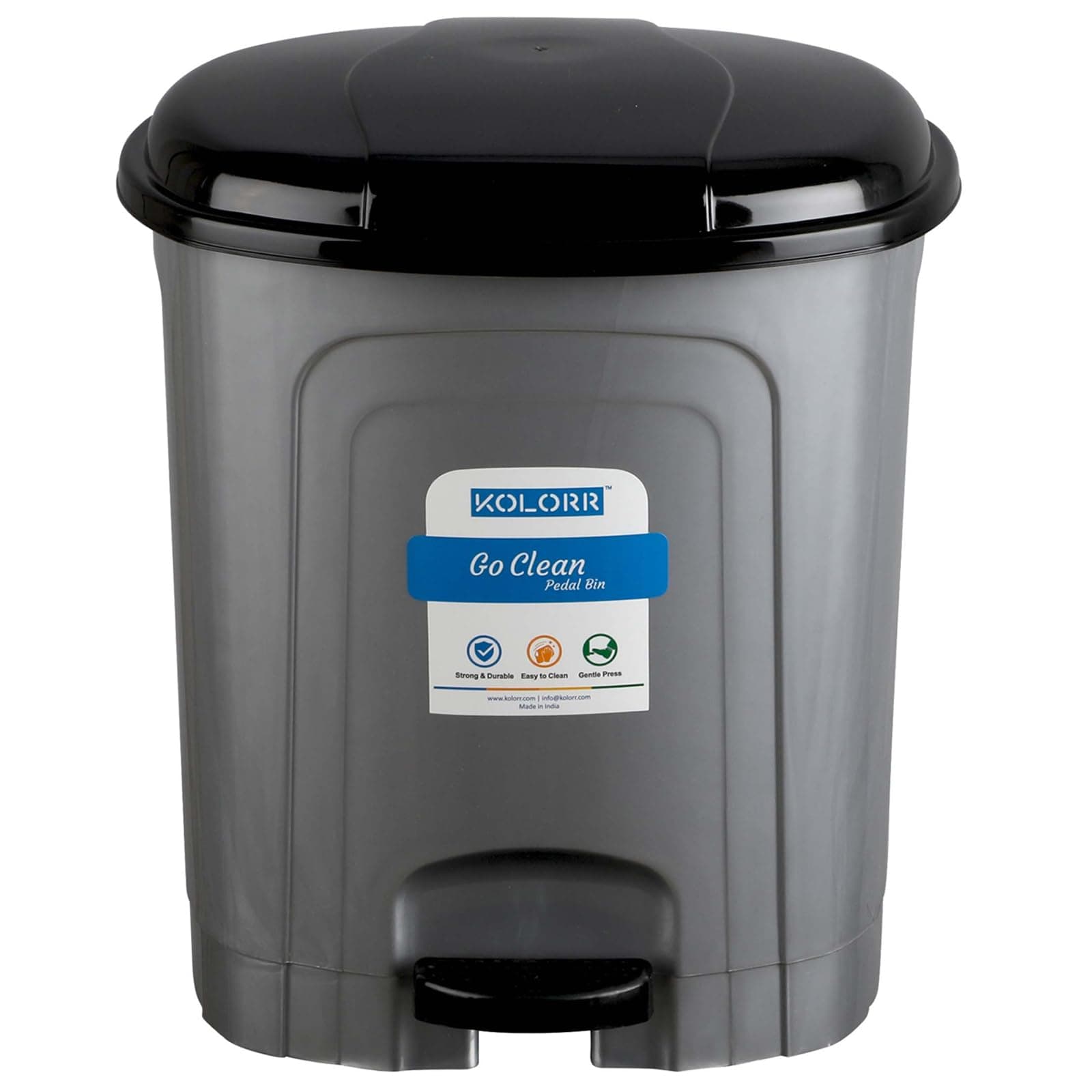 KOLORR Go clean 23 Litres Large Size Plastic Pedal Dustbin Trash Can/Garbage Waste Bin with Lid for Home, Kitchen, Office, Bathroom & Washroom – Silver