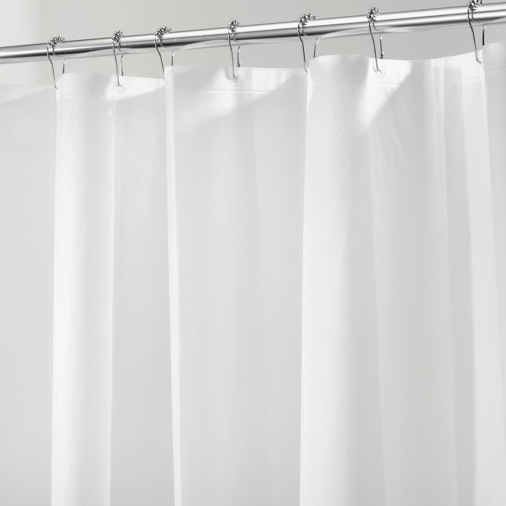 iDesign Shower Curtain with Magnetic Hem, Long Shower Curtain Made of Mould PEVA, Stylish and Water Repellent Shower Liner for Bathroom, Frost White, 183 x 183 cm, 183.00 x 183.00 cms