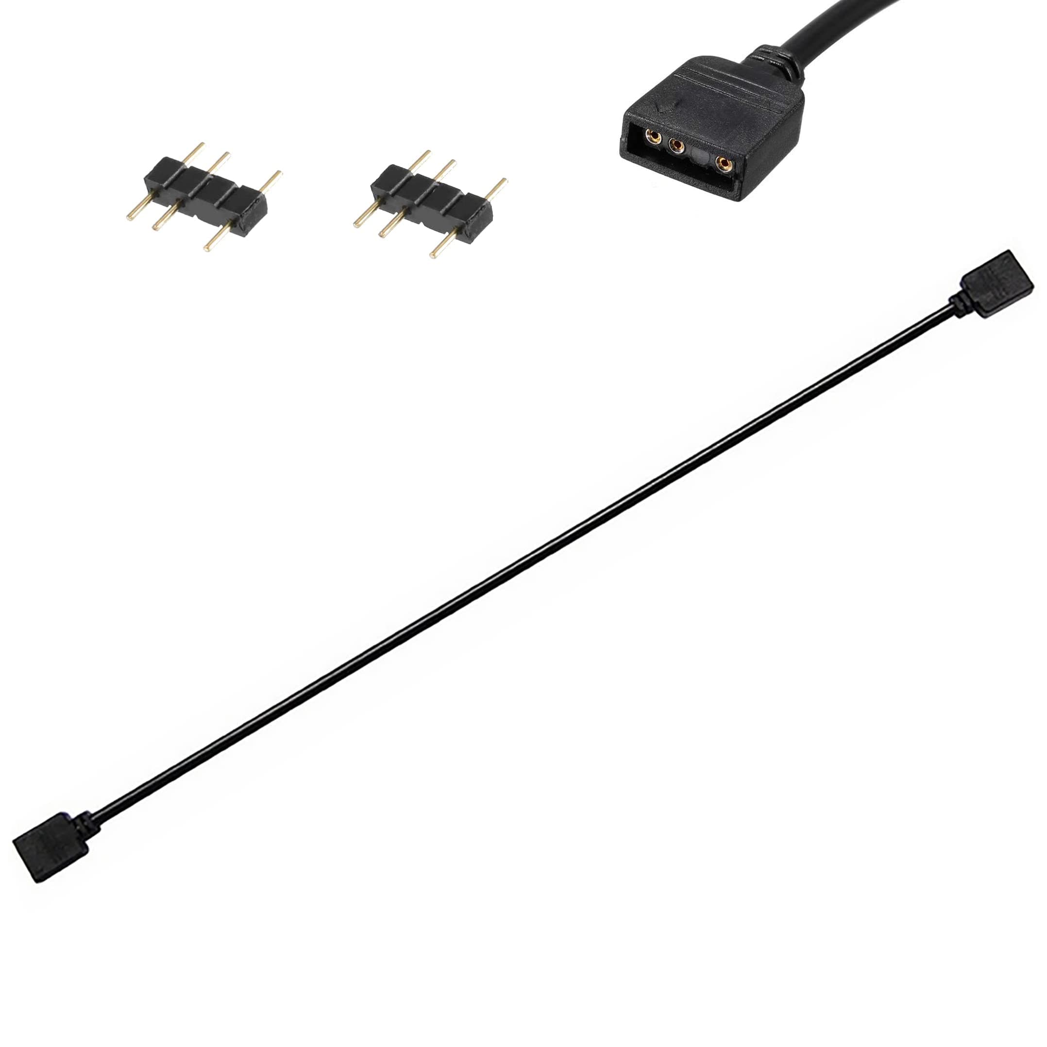 ARGB Extension Cable 3 Pin, ARGB Interface Extension Cable, 5 V 3-Pin Connector Hub, 12 Inches, 1-1
