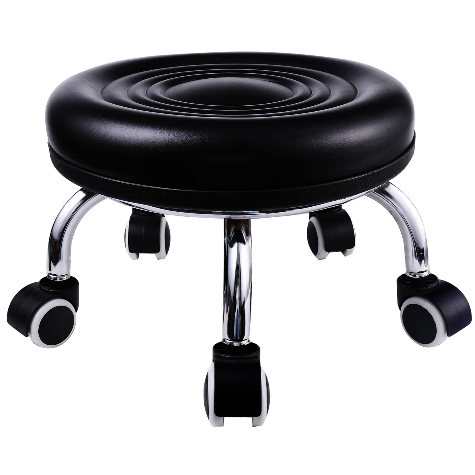 360° Swivel Rolling Stool Low Rolling Stool Rolling Kitchen Stool (Black),9 inch Height Holding 330 lbs