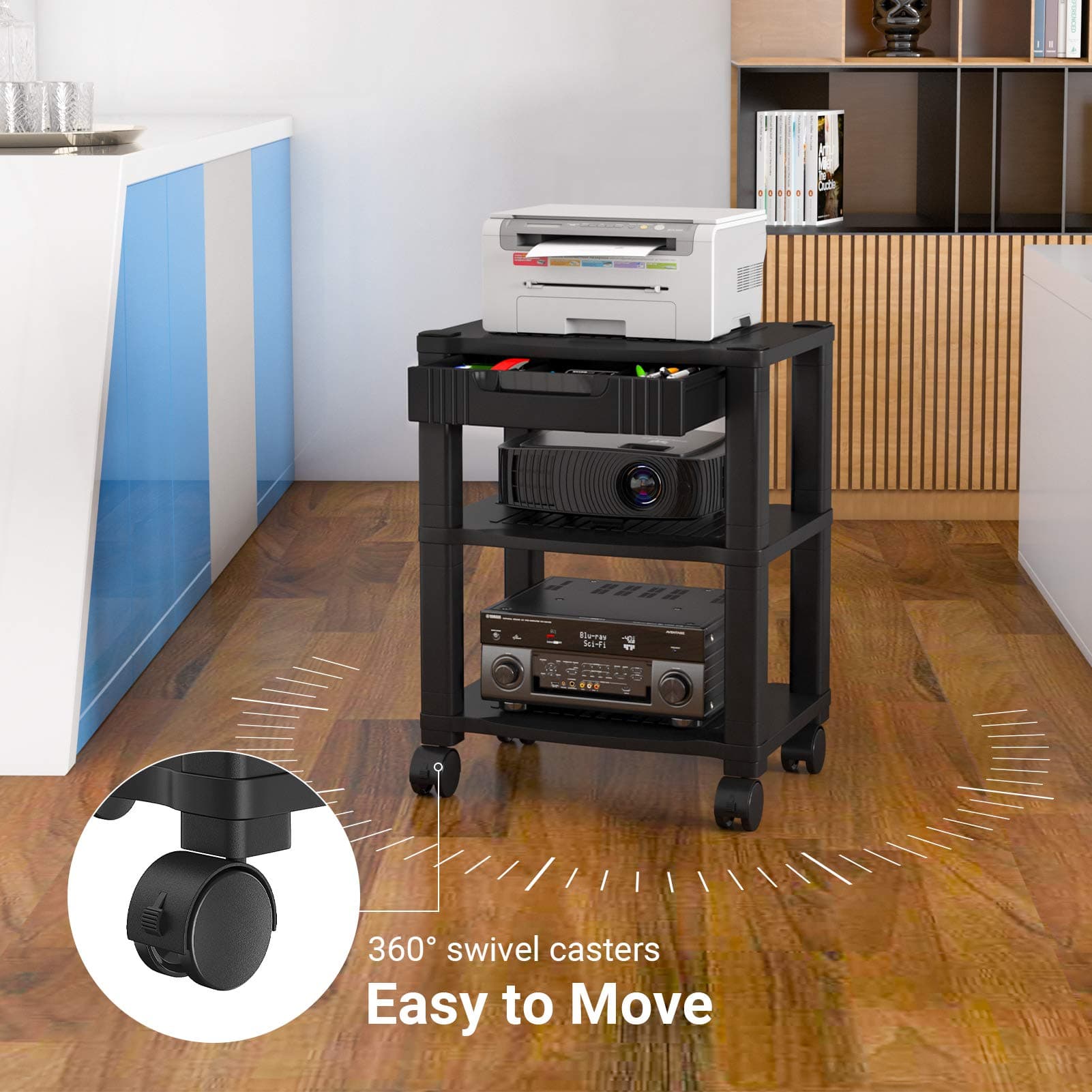 Printer Stand with Wheel & Drawer