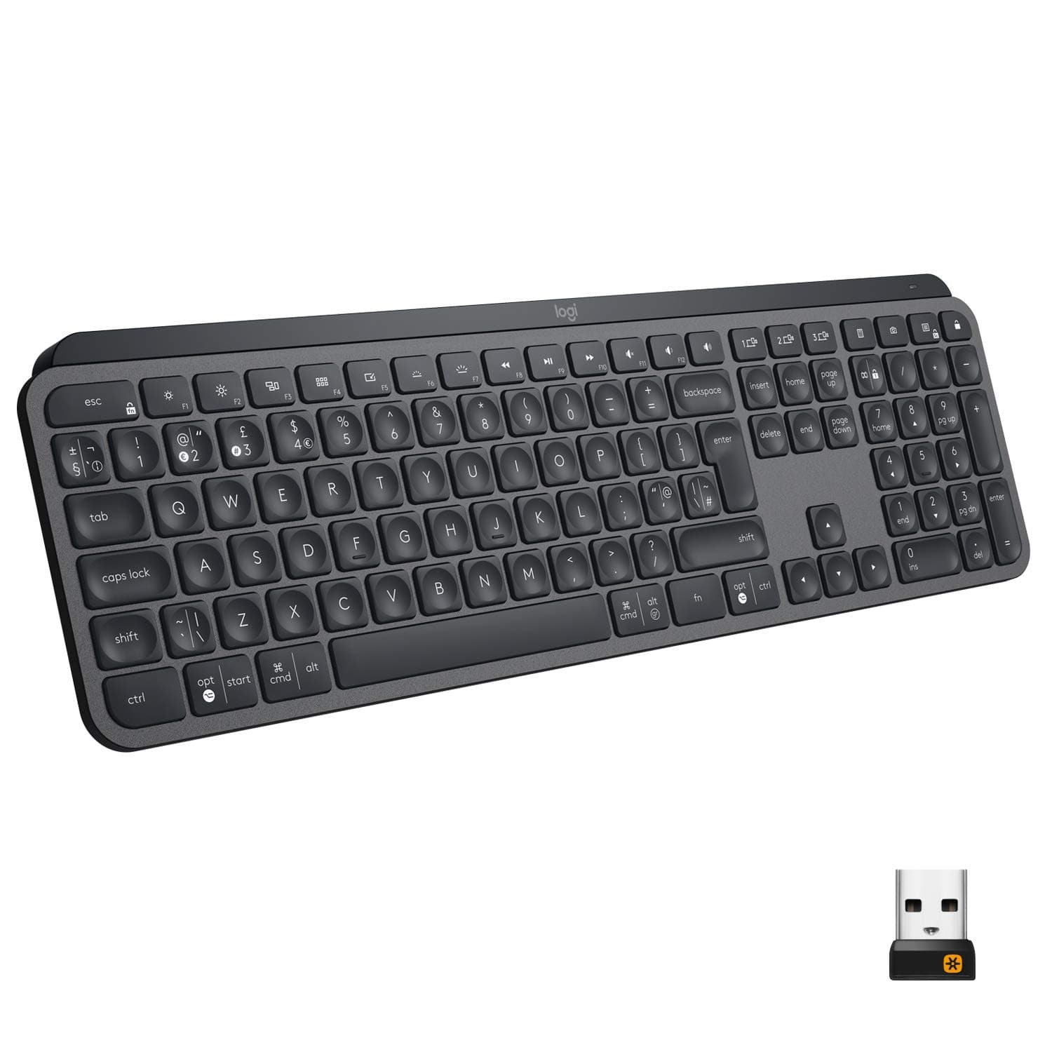 Logitech MX Keys Advanced Illuminated Wireless Keyboard, Bluetooth, Tactile Responsive Typing, Backlit Keys, USB-C, PC/Mac/Laptop Windows/Linux/IOS/Android - Graphite Black