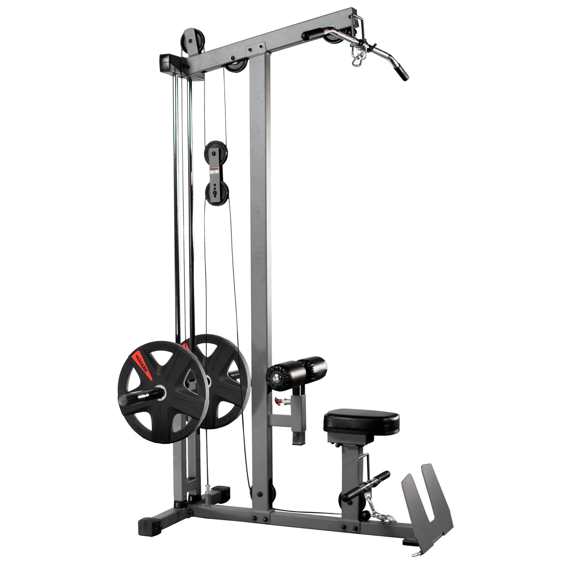 XMark Heavy Duty Lat Pulldown and Low Row Cable Machine with High and Low Pulley Stations and Flip-Up Footplate