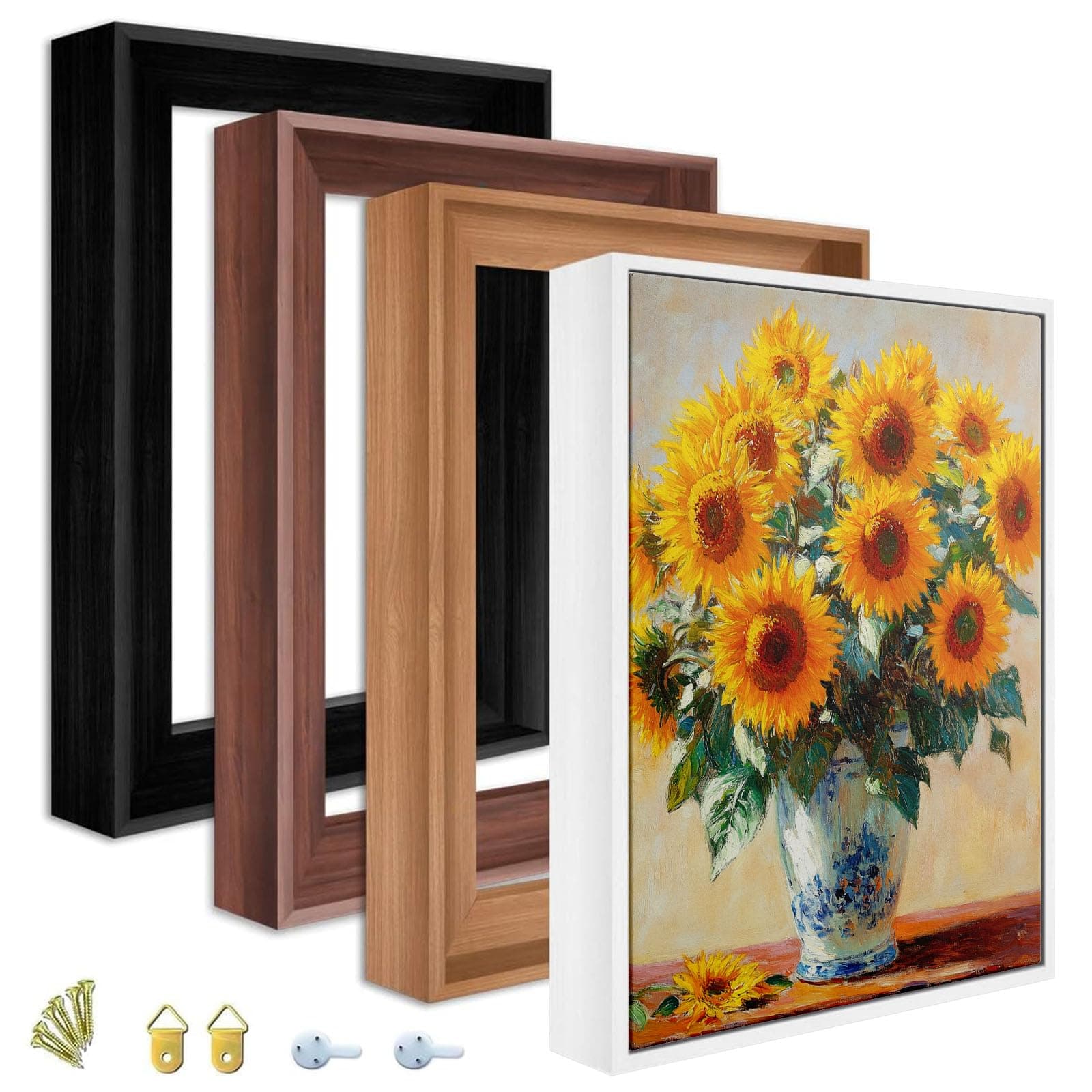 Canvas Floater Frames Kit 1.25" Deep Floating Frame Wall Art Decor Finished Canvas Panels & Stretched Canvas Boards(8"x8",Dark Borwn)