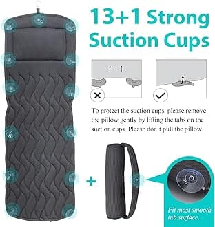 AEROiVi Full Body Bath Pillow with Adjustable Lumbar Roll Pillow Bathtub Cushion with 14 Suction Cups 3D Air Mesh Fit Any Tub Gray Bathroom Accessories
