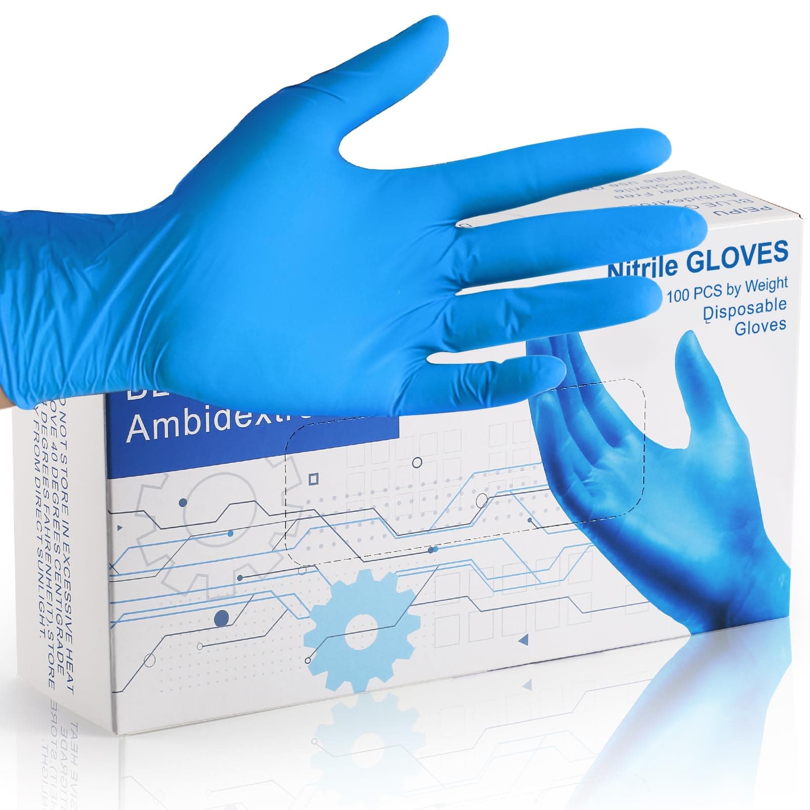 PEIPU Nitrile Disposable Gloves,Powder Free, Cleaning Service Gloves, Latex Free