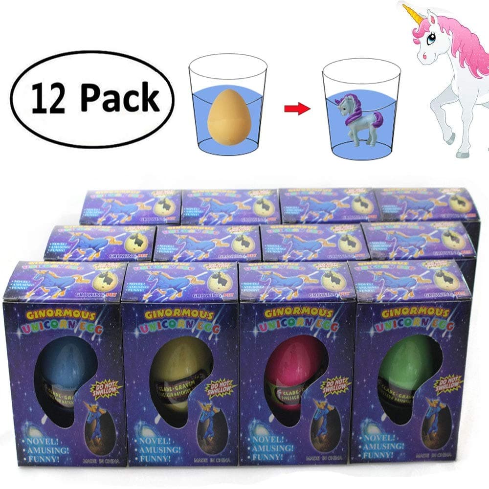 Jofan 12 Pack Medium Size Unicorn Hatching Growing Easter Eggs with Unicorn Figures Inside for Kids Easter Basket Stuffers Easter Egg Fillers Gifts Toys