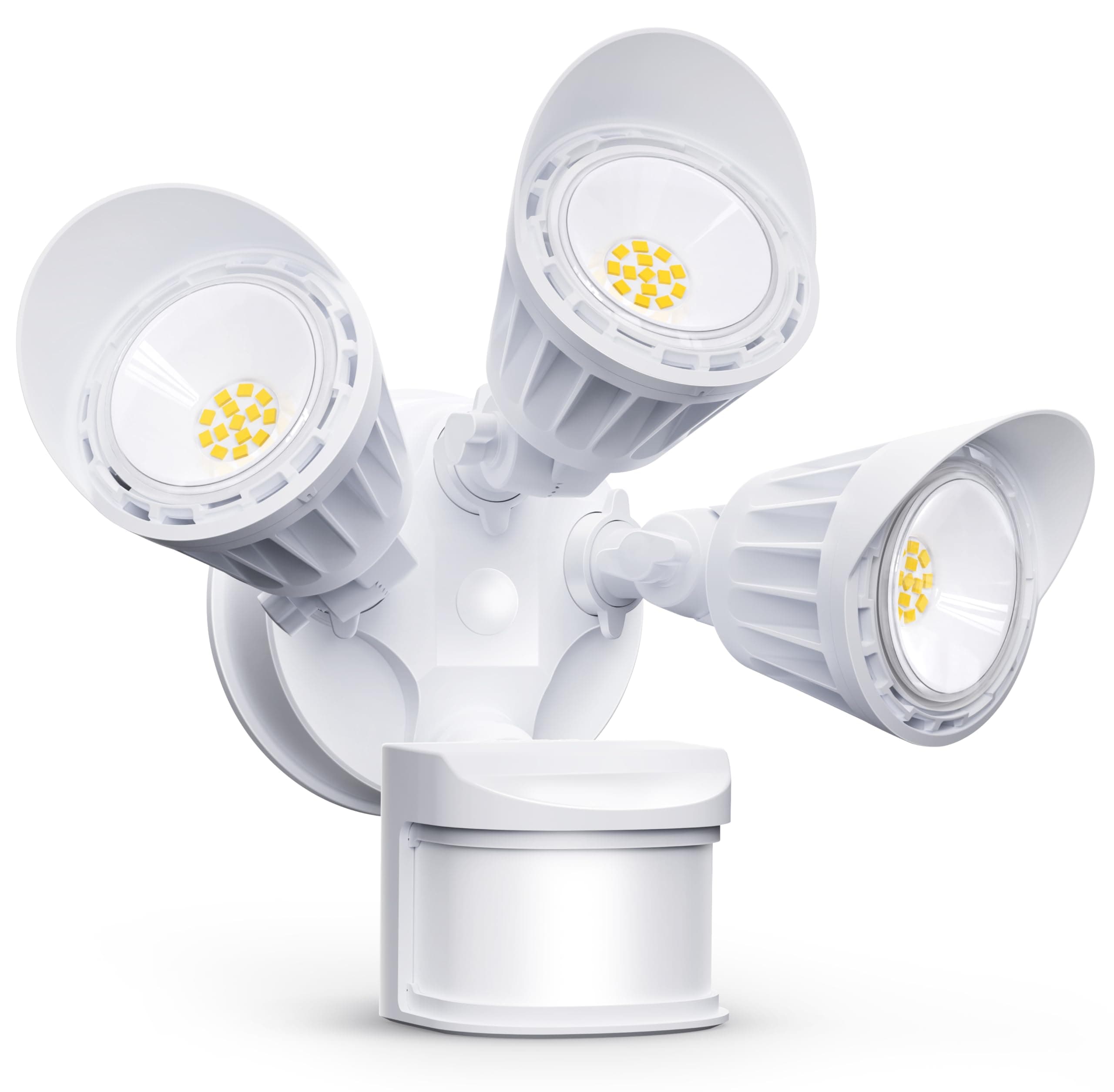 LED Security Lights with Motion Sensor - 3 Adjustable Heads, 3000LM, 5000K Flood Light for Garden, Garage, Yard