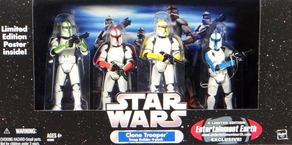 Star Wars Clone Trooper Army Builder 4 pack Colored with Battle Damage