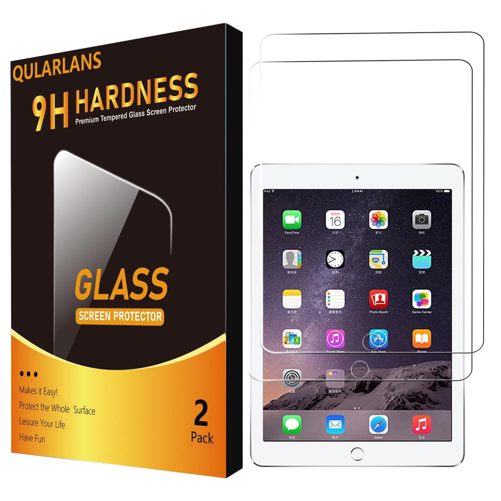 2 Pack Screen Protector for iPad 9.7 Inch (iPad 5th/6th Gen, 2017/2018), iPad Air 1/2 (2013/2014), iPad Pro 9.7 (2016) | 9H Tempered Glass, Apple Pencil Compatible, Case Friendly, 2.5D Arc Edge, Bubble-Free