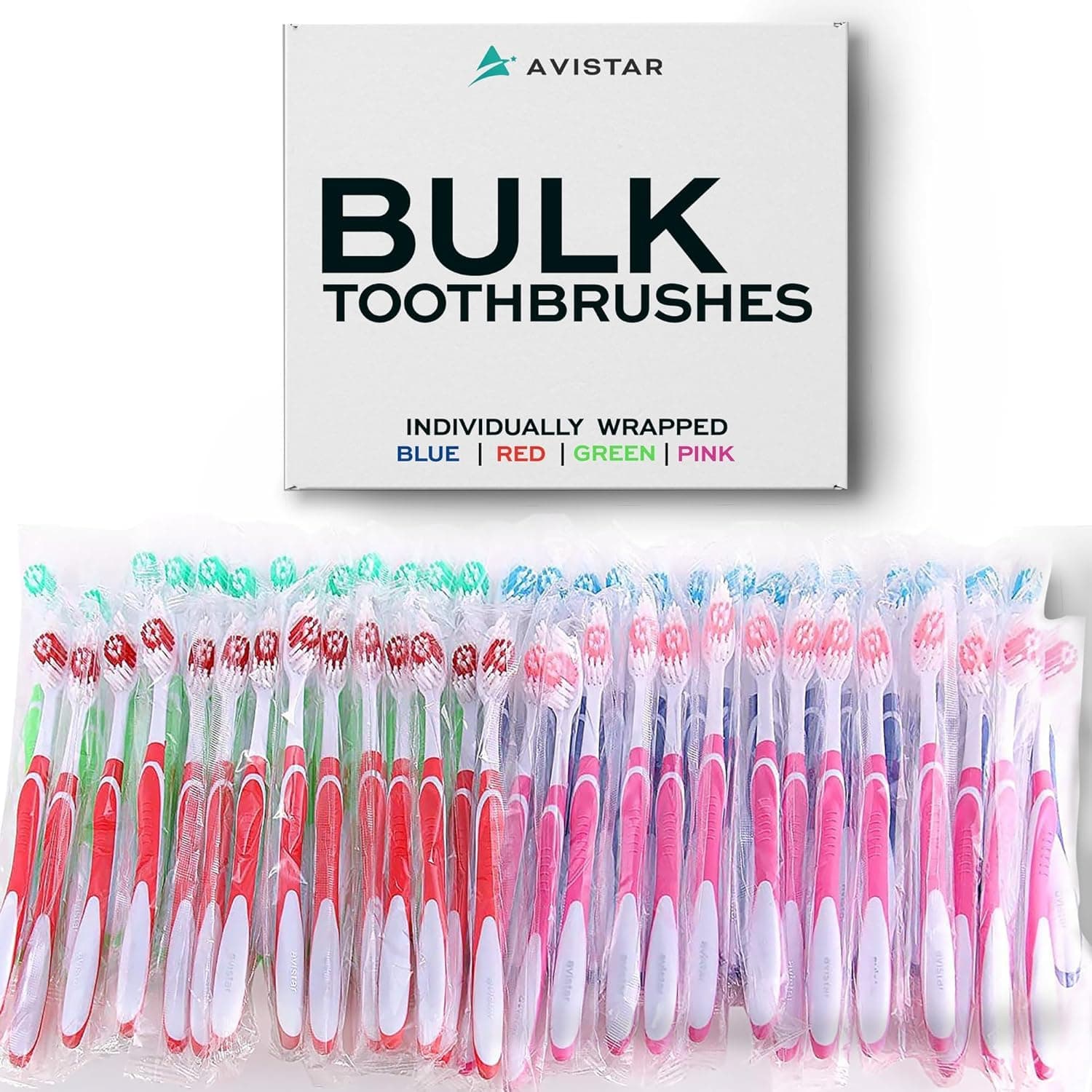 Avistar Bulk Toothbrushes Pack - 148 Individually Wrapped Toothbrushes Bulk for Travel, Hotels, Relief Missions, and Donations - Bulk Disposable Toothbrush Pack Adults and Kids