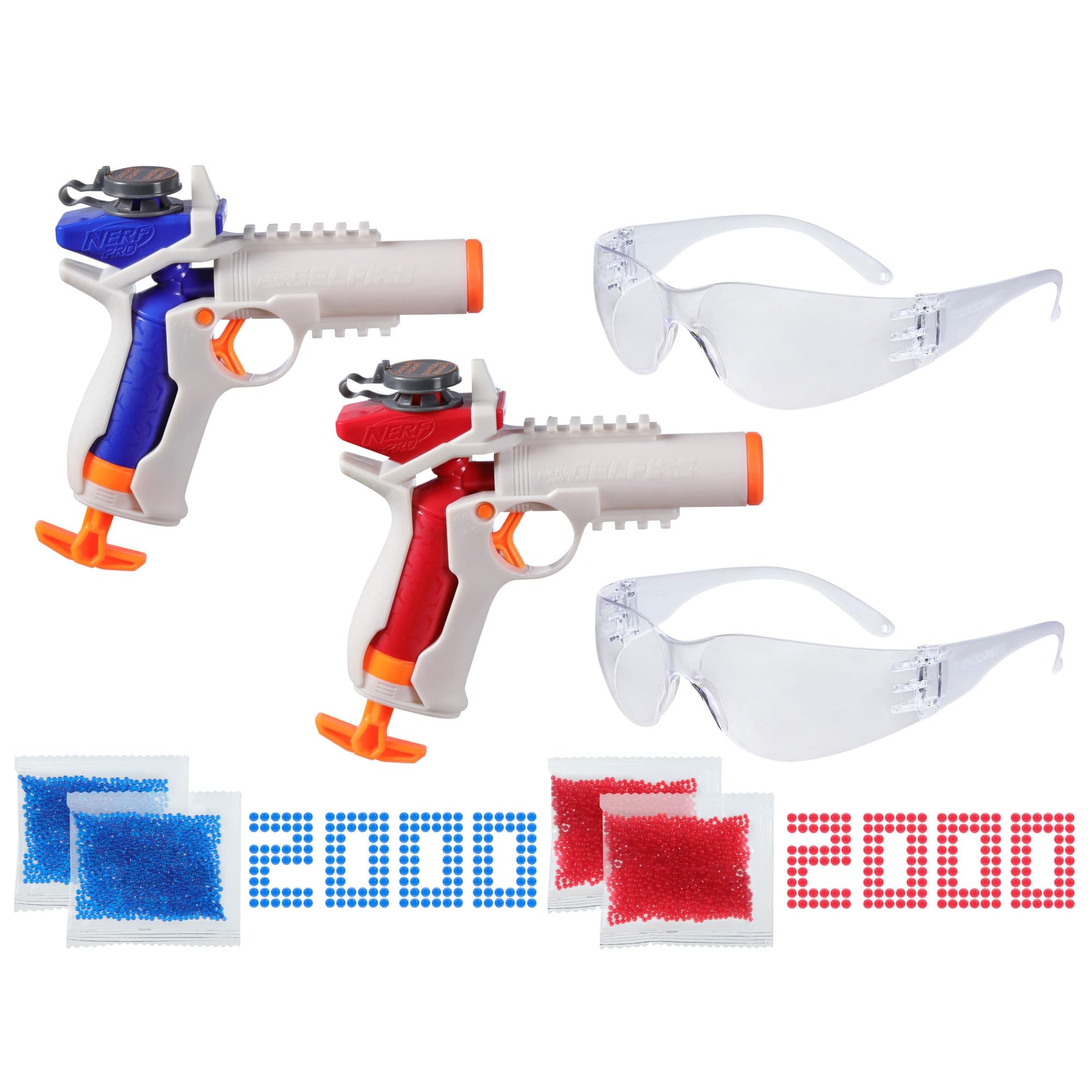 Nerf Pro Gelfire Versus Pack Includes 2 Blasters, 4,000 Gelfire Rounds, 60 Round Capacity, T-Pull Priming, 2 Eyewear, Gifts for Teens Ages 14+ (Amazon Exclusive)