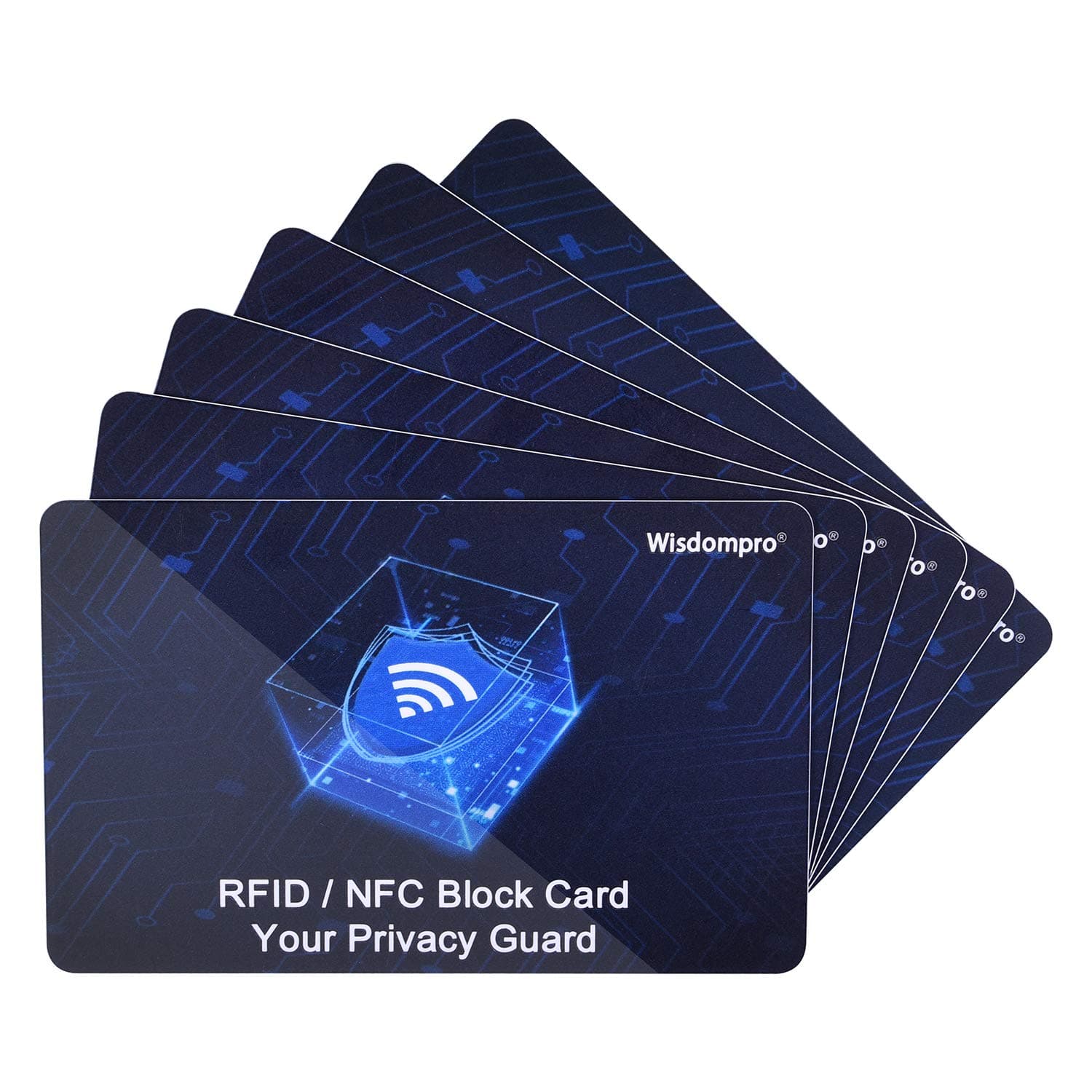 RFID Blocking Cards, 6 Pack Contactless NFC Bank Debit Credit Card Passport Protector Blocker for Men & Women, Entire Wallet & Purse Shield - Blue