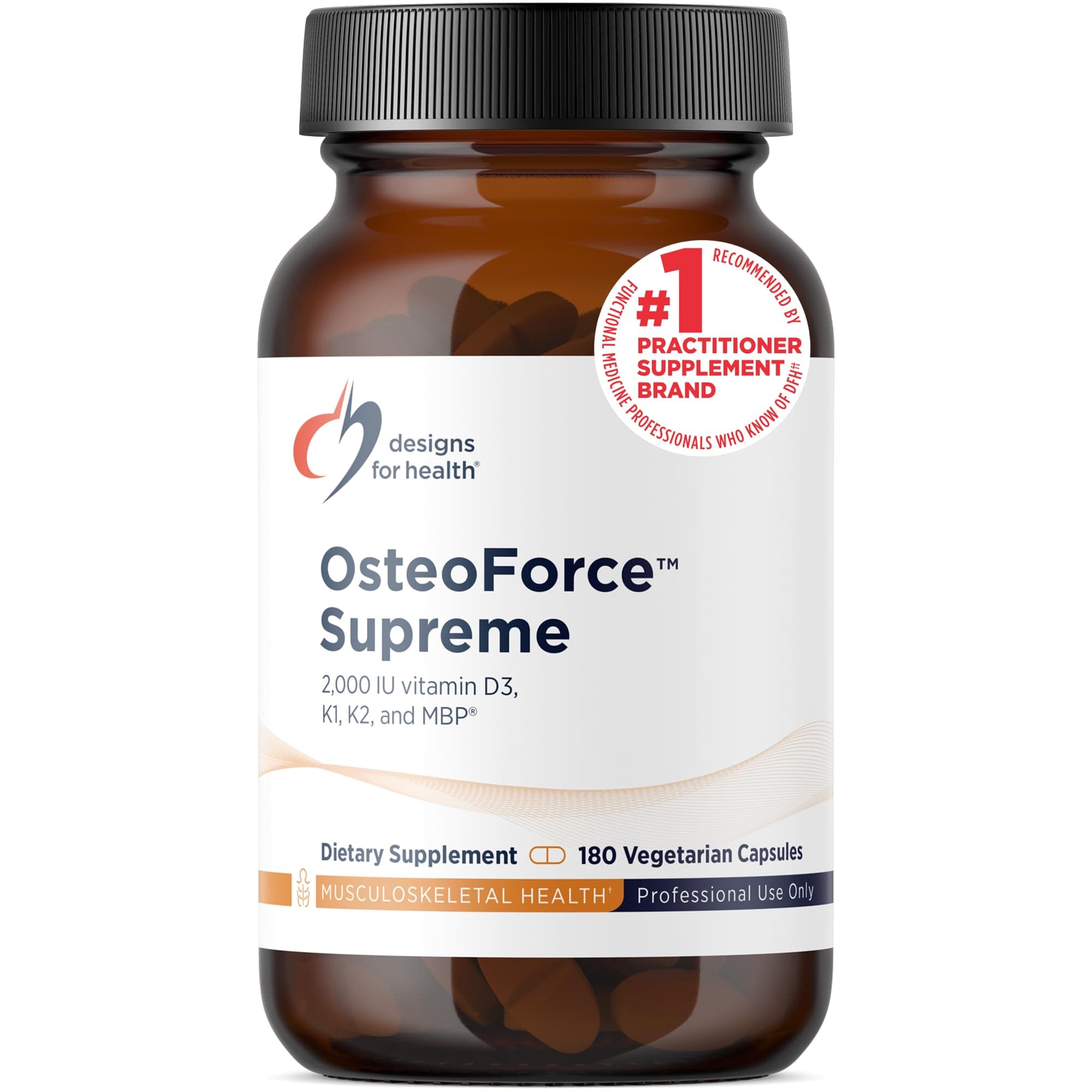 OsteoForce Supreme - Premium Bone Support Supplement with Basic Milk Protein (MBP) - Calcium Malate, Magnesium, Zinc Chelate, 2000 IU Vitamin D, VIT K - Non-GMO (180 Capsules)