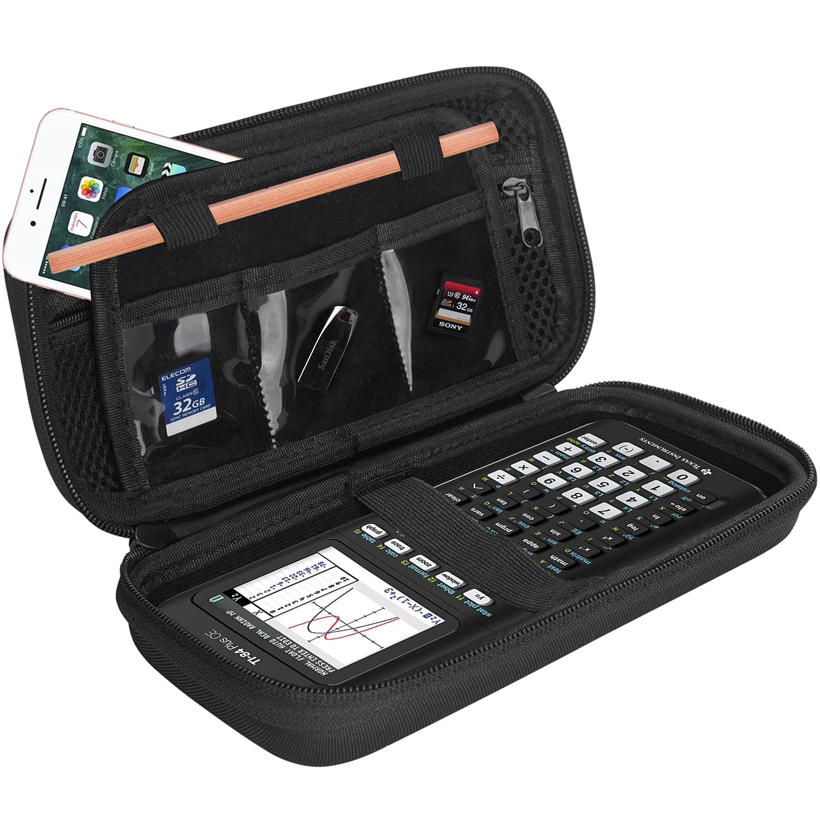 ProCase Hard EVA Case for Texas Instruments Ti-84 Plus, Durable Travel Storage Carrying Box Protective Bag for Ti-84 Ti-83 Ti-85 Ti-89 Ti-82 Plus/C CE Graphing Calculator and More βBlack