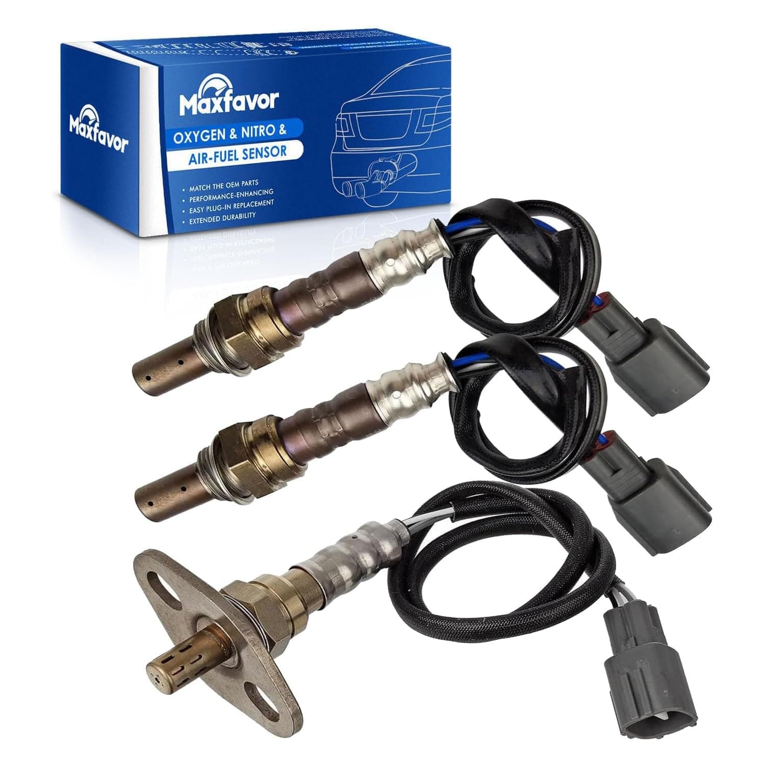 Maxfavor 3PCS Oxygen O2 Sensor Replacement for 1999 2000 2001 2002 2003 Lexus RX300,for 2001-2003 Toyota Highlander V6 3.0L Air Fuel Ratio O2 Sensor 234-9009 x2 234-4215 x1 02 Sensor