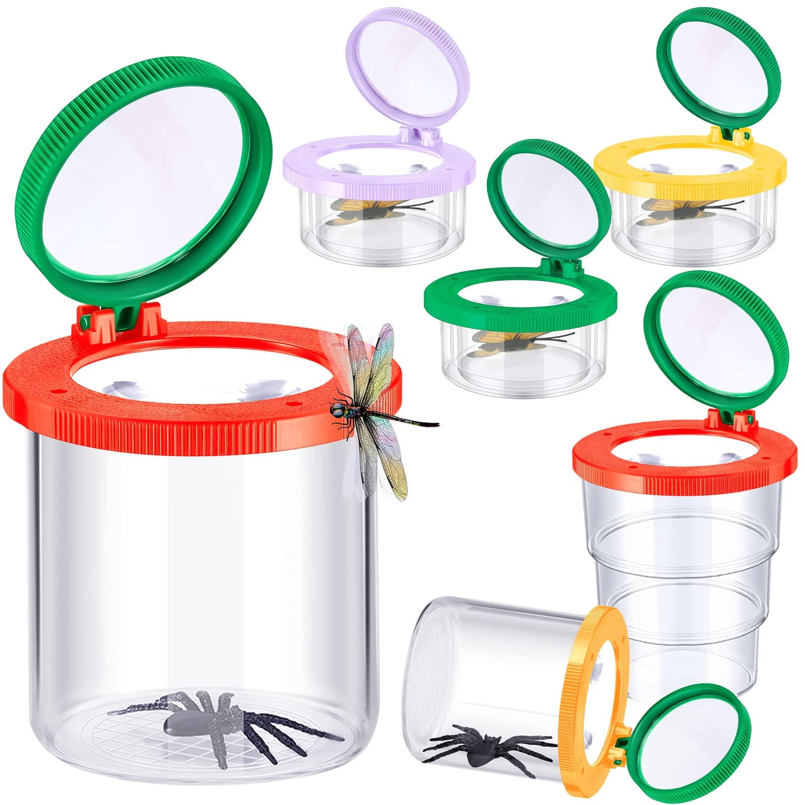 10 Pcs Insect Bug Viewer Magnifying Bug Box Stretchable Collecting Jars Insect Cage Science Educational Kits Nature Exploration Toys