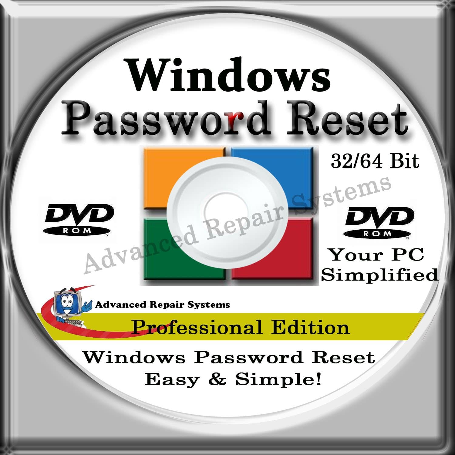 COMPUTER PASSWORD RESET - Recovery Boot Password Reset CD Disc for Windows XP, Vista, 7, 8, 8.1 and Windows 10 (All Versions of Windows)