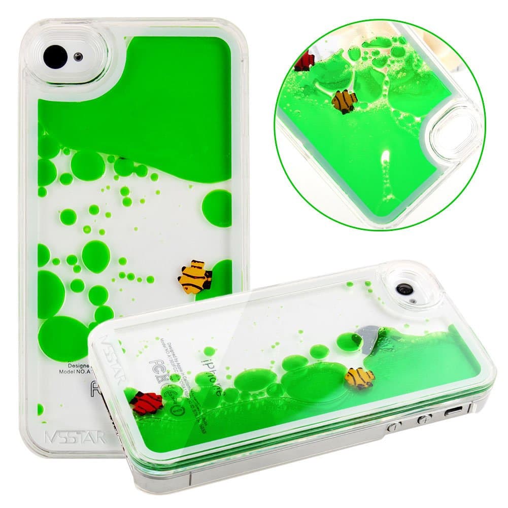 iPhone SE Case,iPhone 5S Case,iPhone SE Liquid Case,Hard Case for iPhone 5S/iPhone SE,NSSTAR Creative Design Flowing Liquid Swimming Fish Hard Case for Apple iPhone SE 2016 & iPhone 5S 5 (Green)