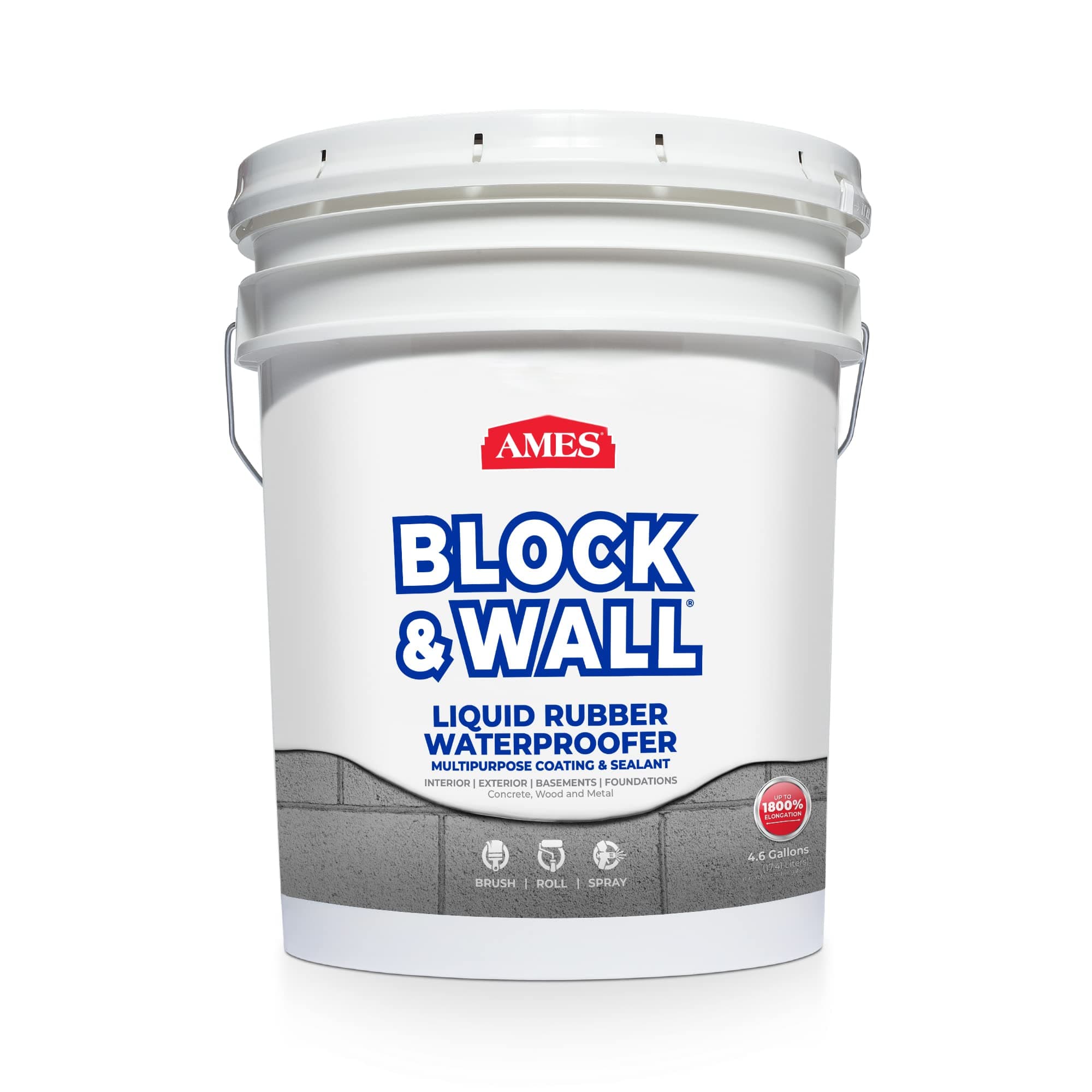 Block & Wall | High Strength Elastomeric Liquid Rubber, 5 Gallon White