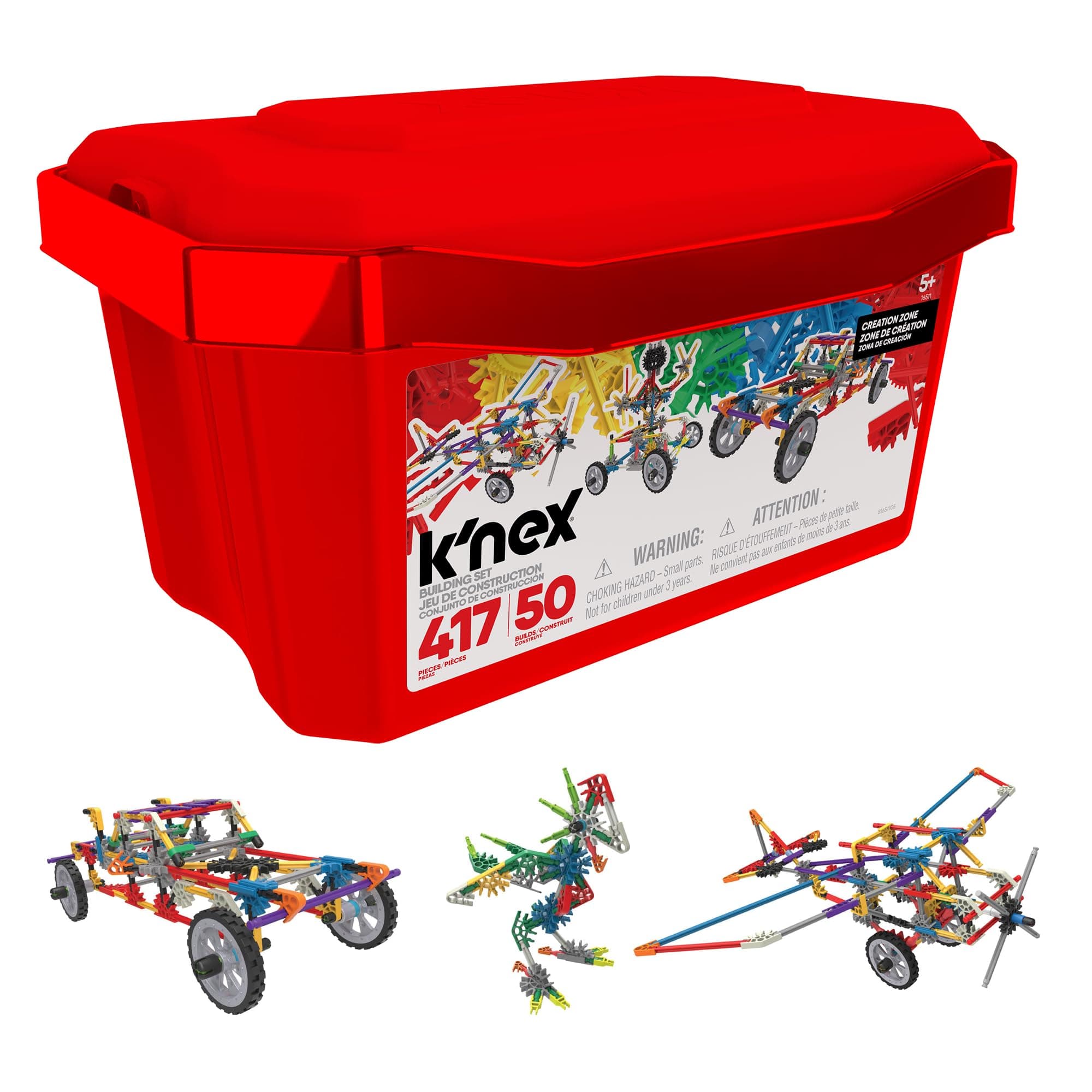 K'NEX | Creation Zone Building Set 50 Model | 417 Piece Educational Learning Kit with Storage Tub, Engineering Construction Toys for Kids 5 16511