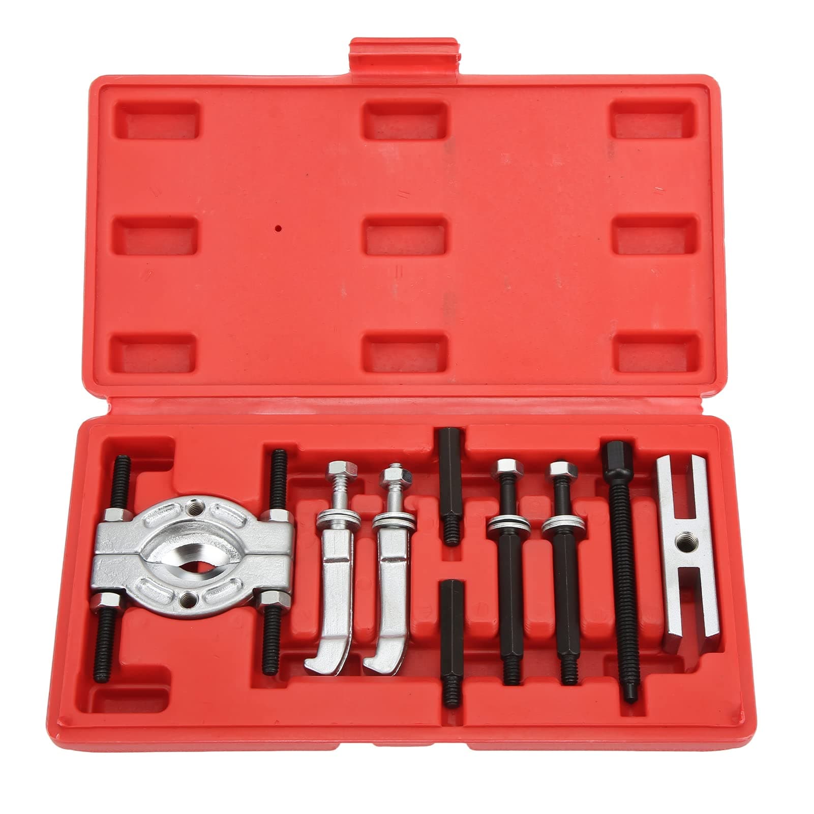 Bearing Separator Puller Set, 9Pcs Bearing Puller Gear Puller Set, Portable Wheel Bearing Removal Tool, Bearing Splitter Kit with 50mm Jaws, Extension Rod and Case