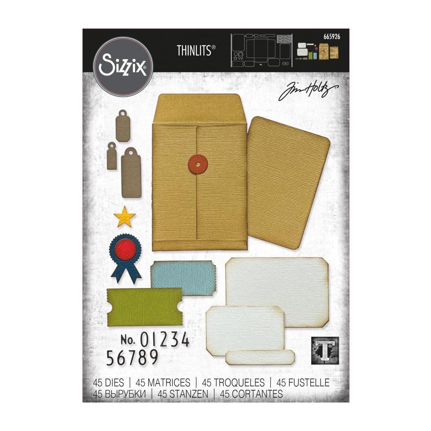 Sizzix Thinlits Die Set 45PK Collector by Tim Holtz | 665926 | Chapter 3 2022, Multicolor, One Size