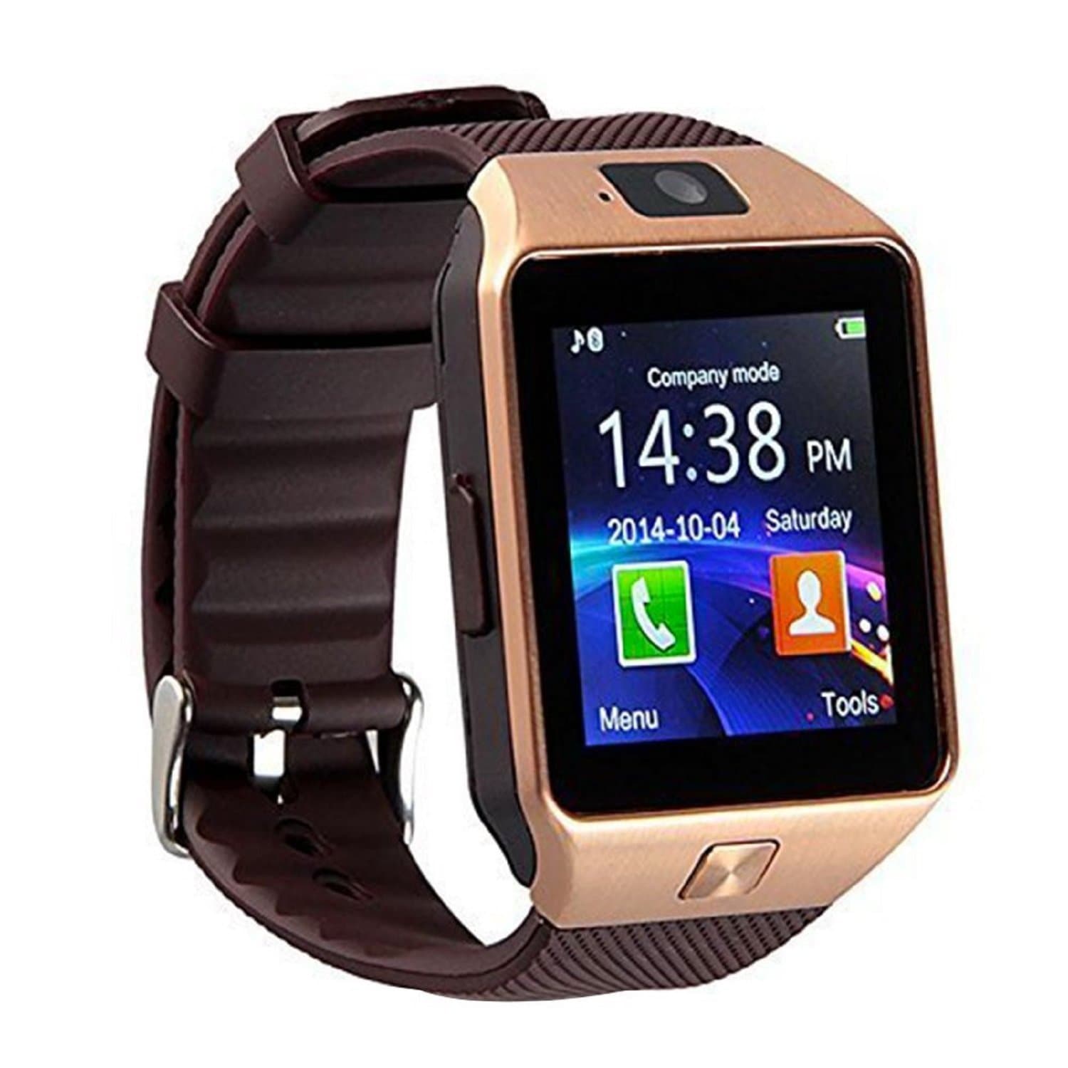 Bluetooth 3.0 Smart Watch with Camera, TF/Sim Card Slot Wrist Smart Watch with Pedometer Anti-Loss Function for, Samsung, HTC, LG, Sony, Huawei Smartphones Android and iOS (Partial Function) gold