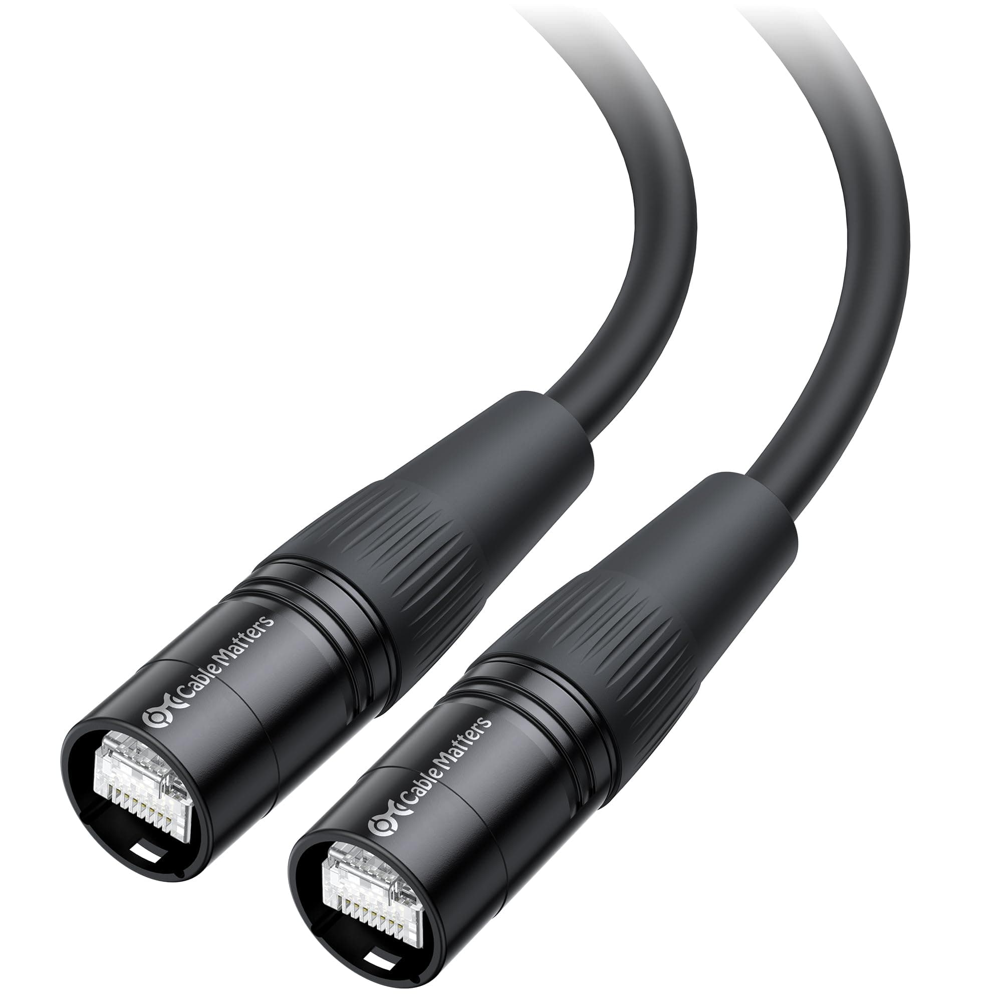 Cable Matters Shielded Cat6 Ethernet Cable Compatible with EtherCON RJ45 Connectors in Black - 30 ft for Professional Audio, Video, and Networking Applications
