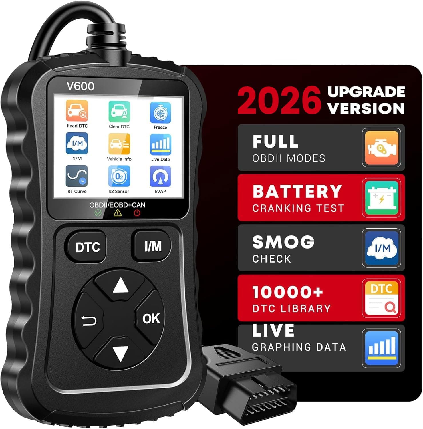 OBD2 Scanner Car Code Reader Support Voltage Test Plug and Play Fixd Car CAN Diagnostic Scan Tool Read and Clear Engine Error Codes for All OBDII Protocol Vehicles Since 1996(Black)