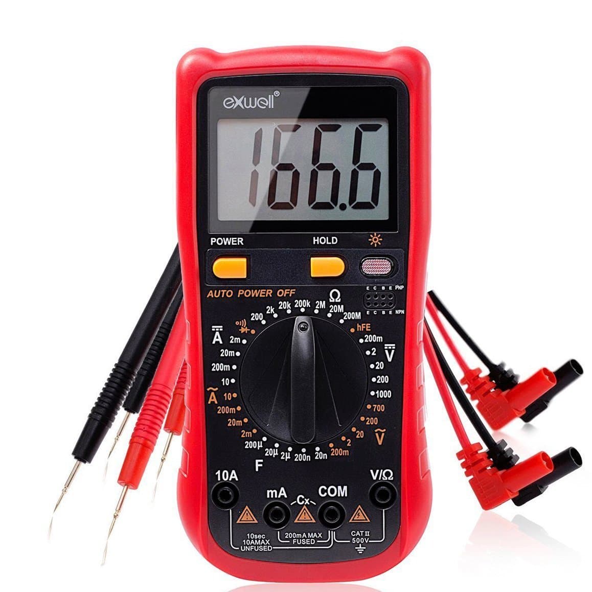 Multimeter, Exwell Digital Multimeter with Two Sets Multimeter Test Leads, 7.3x3.5x1.9 Inches Voltage Tester/Meter Black Protective Case Included