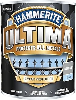 Ultima Metal Paint Smooth Finish Light Grey 750ml – Advanced Protection, Direct to Rust, Water-Based, Durable Exterior Coating
