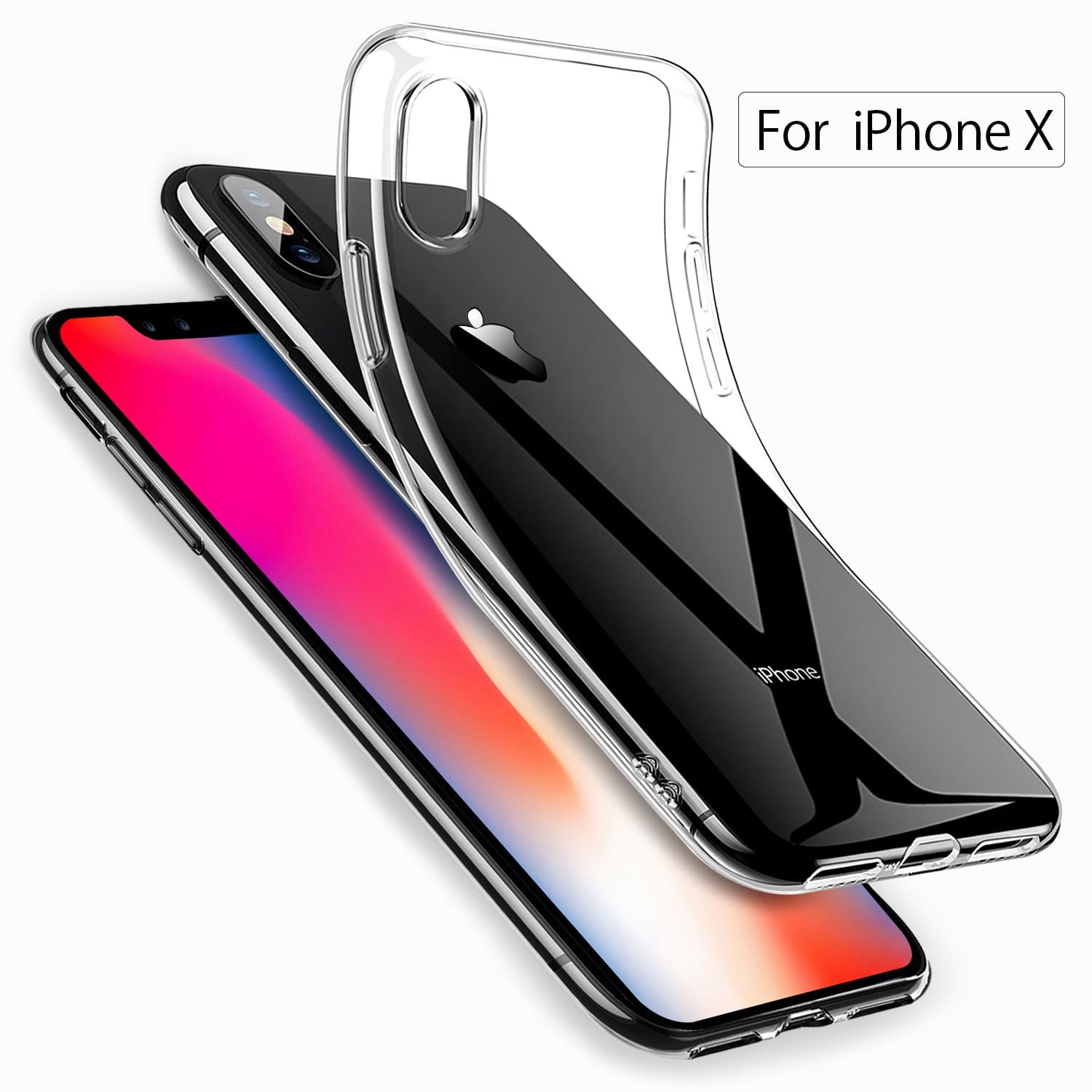 ONSON iPhone X Case, Apple iPhone X/iPhone 10 Case Clear Shockproof Bumper Transparent Silicon TPU Ultra Thin Crystal Soft Cover for Apple iPhone X/iPhone 10 (5.8-inch)