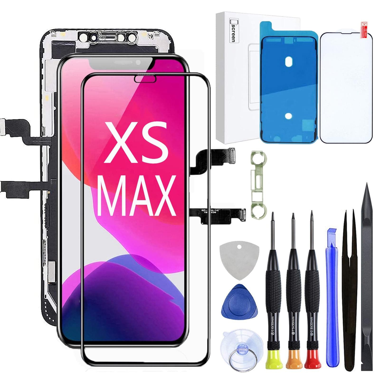 iPhone Xs Max Screen Replacement, LCD Display 3D Touch Digitizer Assembly with Screen Protector+Repair Tools, Compatible with iPhone Xs Max 6.5 inch (Model A1921, A2101, A2102, A2103, A2104)