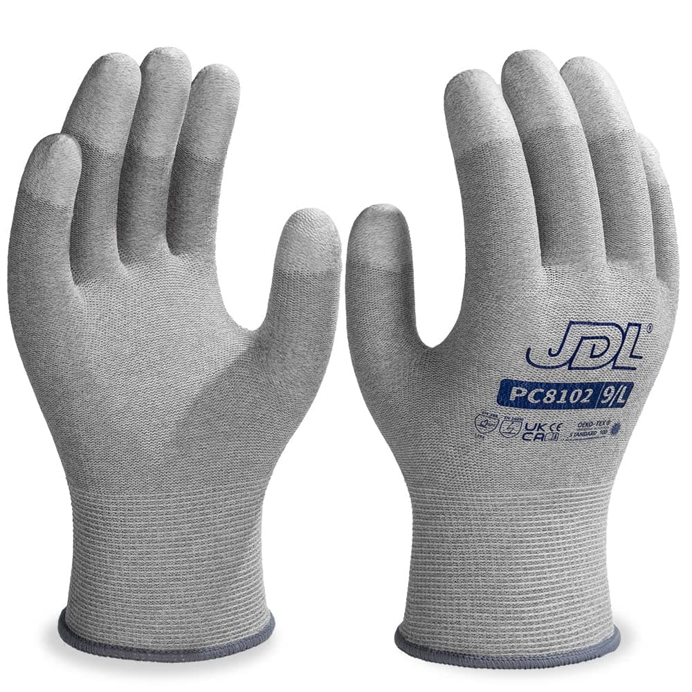 JDL ESD Work Gloves, Anti-Static Gloves for PC Building, 6 pairs, Computer Installation & Repair, High Resistance Carbon Fiber Gloves, Medium