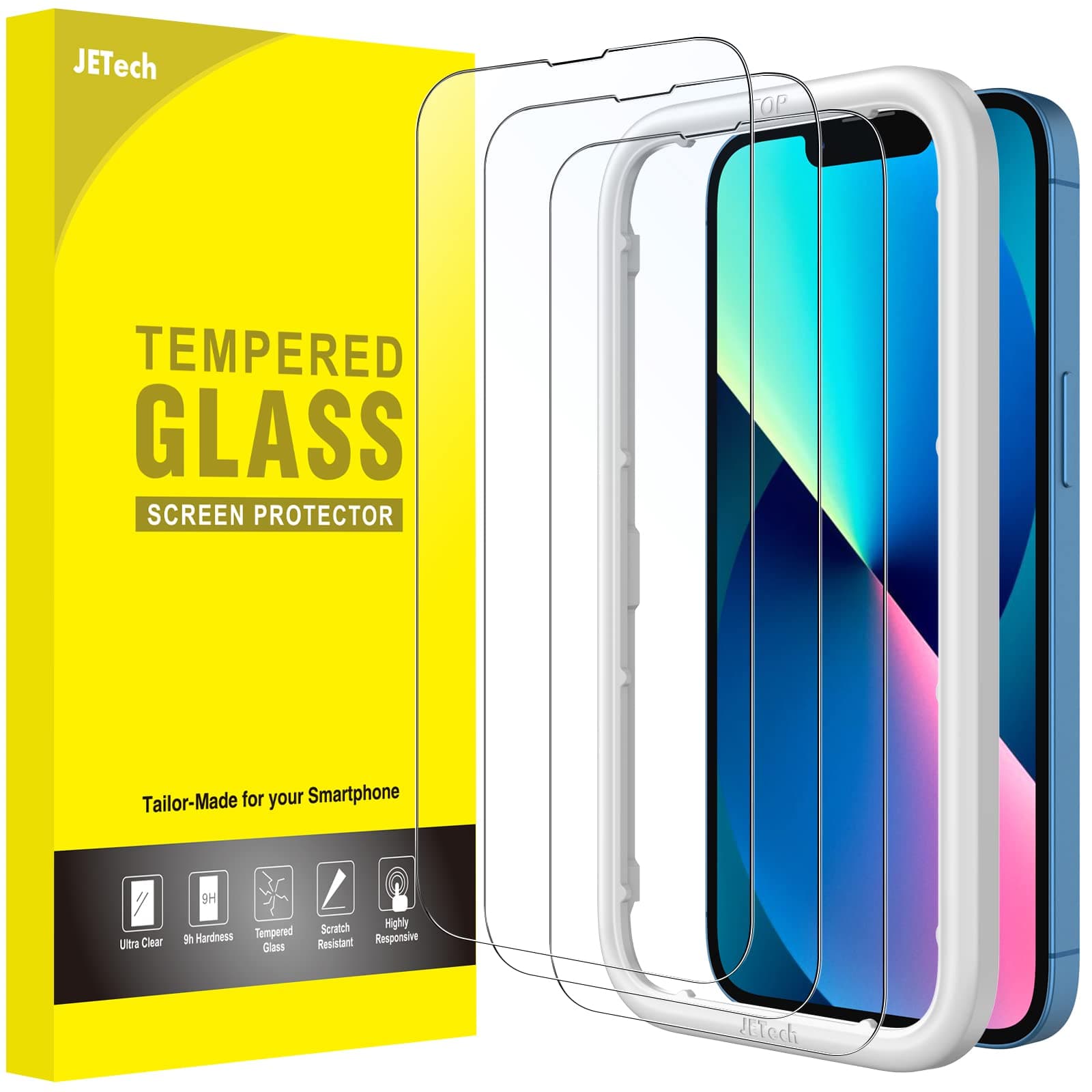 Full Coverage Screen Protector for iPhone 17e (2026) / 16e / 13/13 Pro, Tempered Glass Film with Easy Installation Tool, Case-Friendly, HD Clear, 6.1-Inch Display, 3-Pack