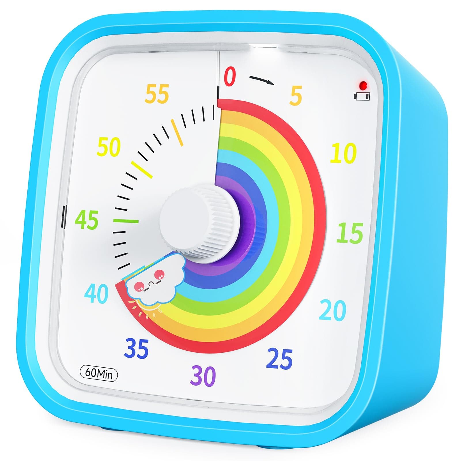 Yunbaoit Rainbow Disk Visual Timer with Protective Case, 60 Minute Countdown Timer for Kids and Adults, Silent Time Management Tool(Blue Rainbow)