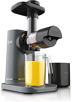 Ninja NeverClog Cold Press Juicer | Powerful Electric Slow Masticating Juicer with Pulp Control | XL Capacity | 24 oz. Juice Jug & 36 oz. Pulp Container | Dishwasher Safe | Charcoal | 150W | JC151