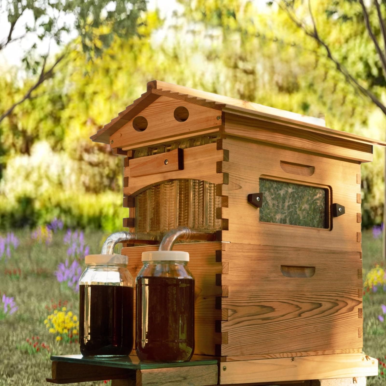 Beehive Starter Kit Includes 7 Hive Frames, 1 Super Box and 1 Brood Box for Backyard Beekeeping Bees (Beeswax Coated).