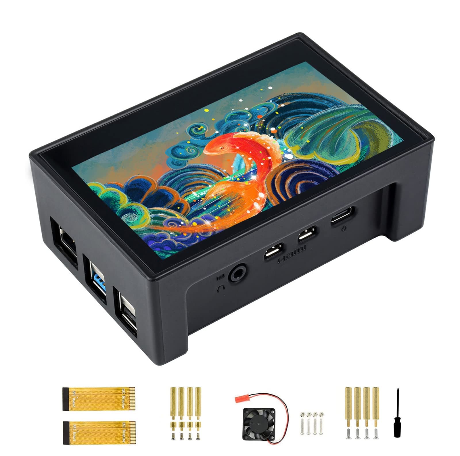Waveshare 4.3 Inch DSI LCD Display with Case for Raspberry Pi 4B / 3B+ / 3B, 800 × 480 IPS Screen Capacitive Touch Display, Supports Raspbian/Ubuntu/Kali/WIN10 IoT