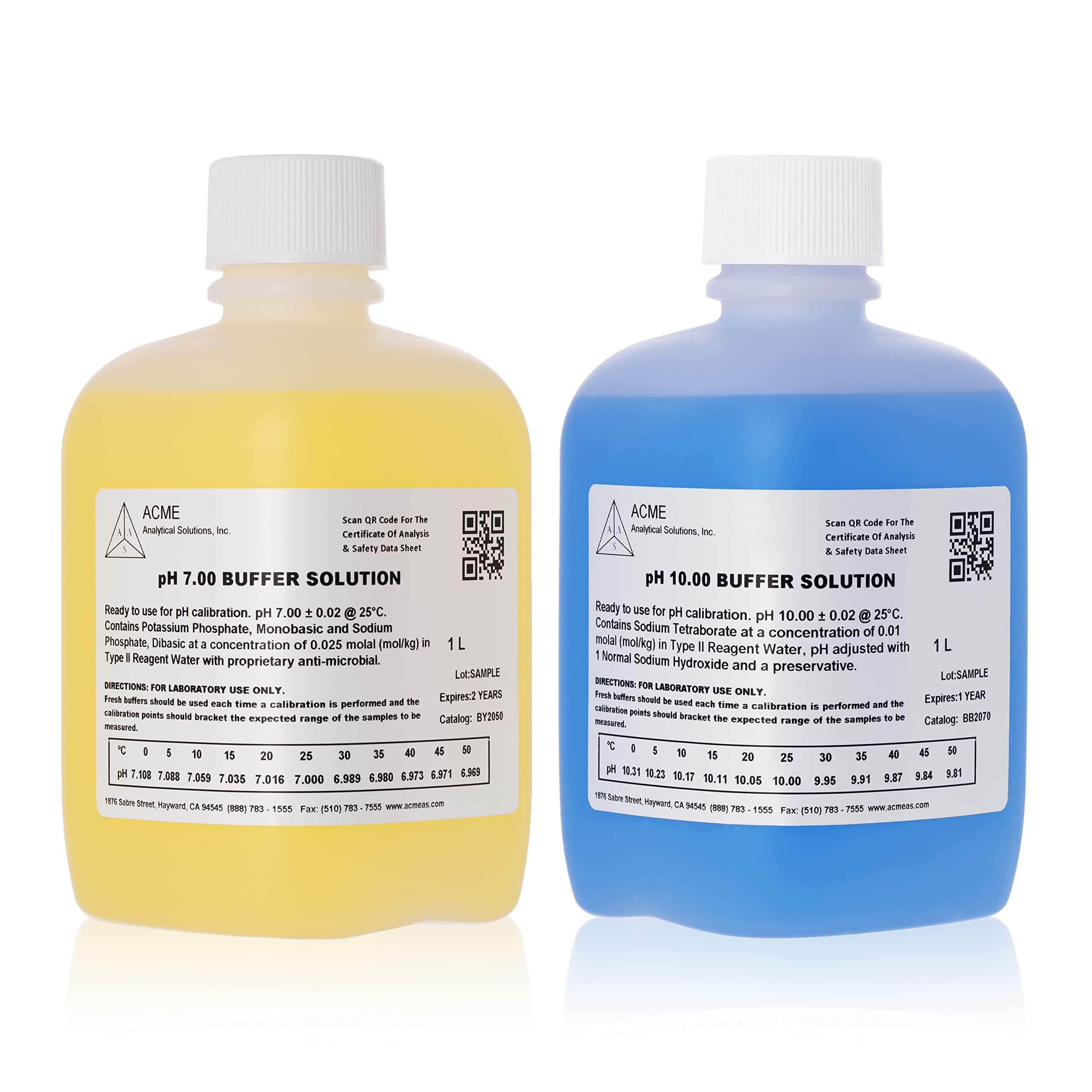 pH 7 and 10 Buffer Solutions, 2 Liters, pH Meter Calibration Solutions, NIST Traceable Reference Standards, Designed for All pH Meters, pH Buffer Combo, 2 Quarts