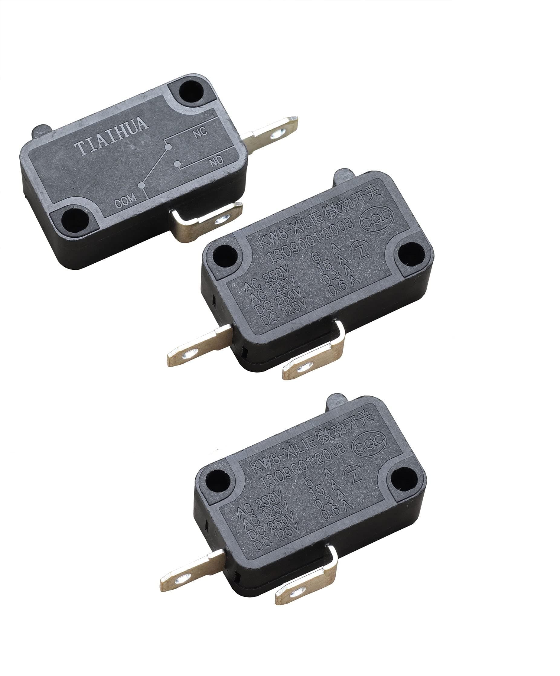 Sesyomr 3-Pack 2Pin Micro Switch Single Connection Switch AC 250V/125V Mini Limit Switch ZW7-1 15A