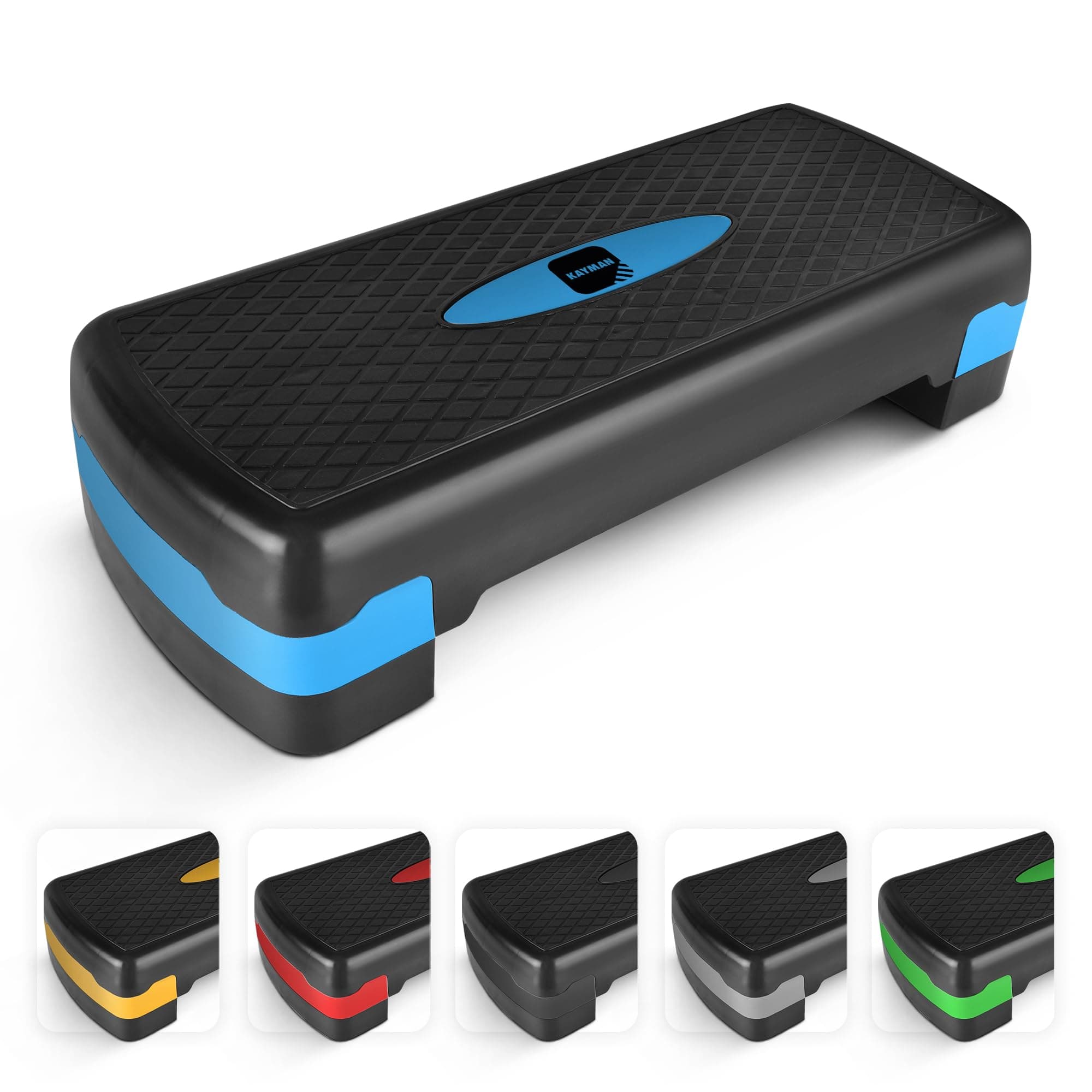 KAYMAN Exercise Steps with Adjustable 2 Step Level Heights (10,15 cm),Fitness Stepper for Home & Gym, Suited for Aerobic Steps, Cardio, Weights, Yoga, DVD Workout, Ideal Equipment for Fitness