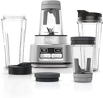 Ninja Foodi Power Nutri Blender 2-in-1, Blend Smoothie Bowls, Thick Spreads & Frozen Drinks, Automatic Programs, 700ml Cup & 400ml Bowl with with Power Paddle, 1100W, Silver, CB102ME, 2 Years Warranty