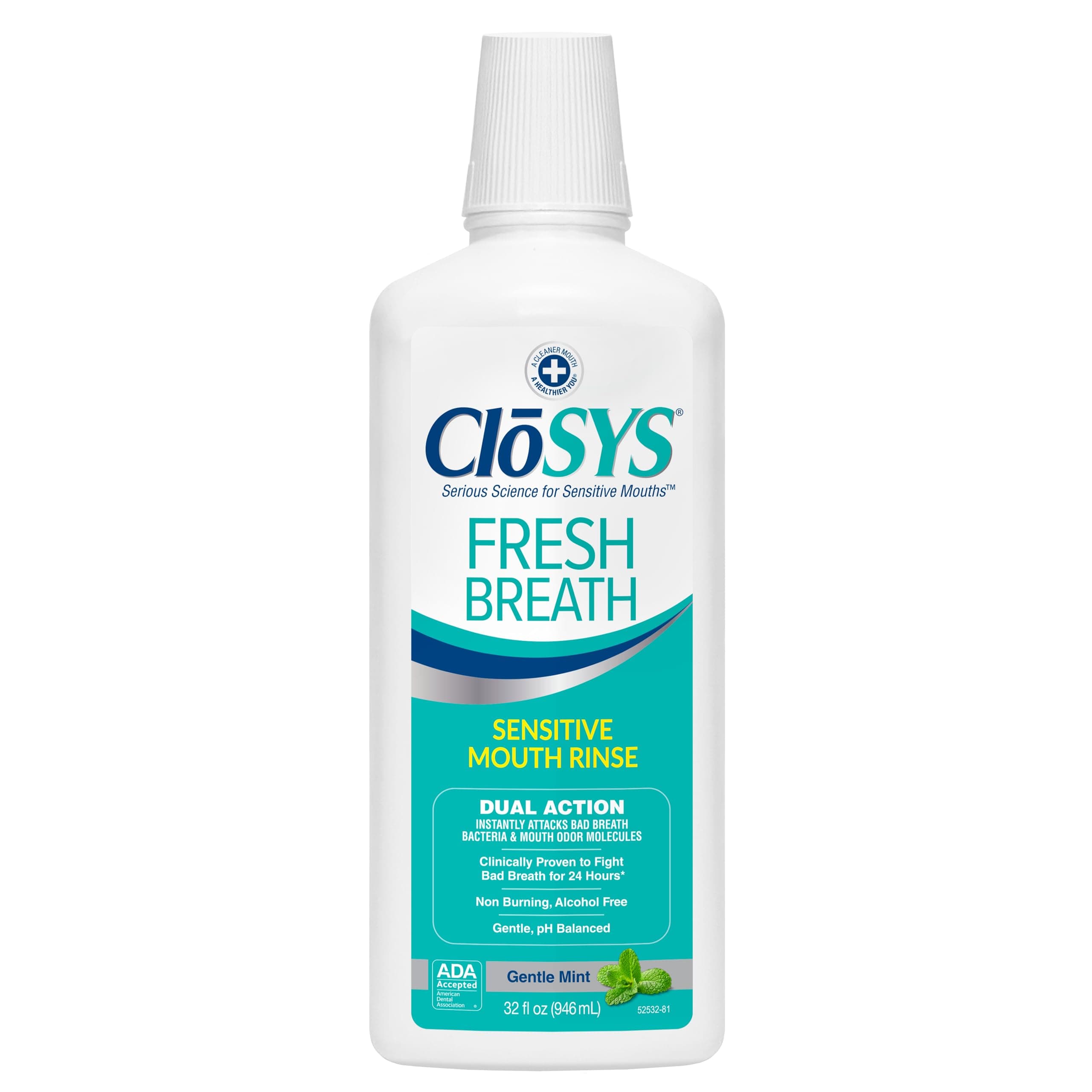 Sensitive Mouthwash, Gentle Mint, 32 Ounce, Alcohol Free, pH Balanced, Helps Soothe Mouth Sensitivity, Kills Germs that Cause Bad Breath